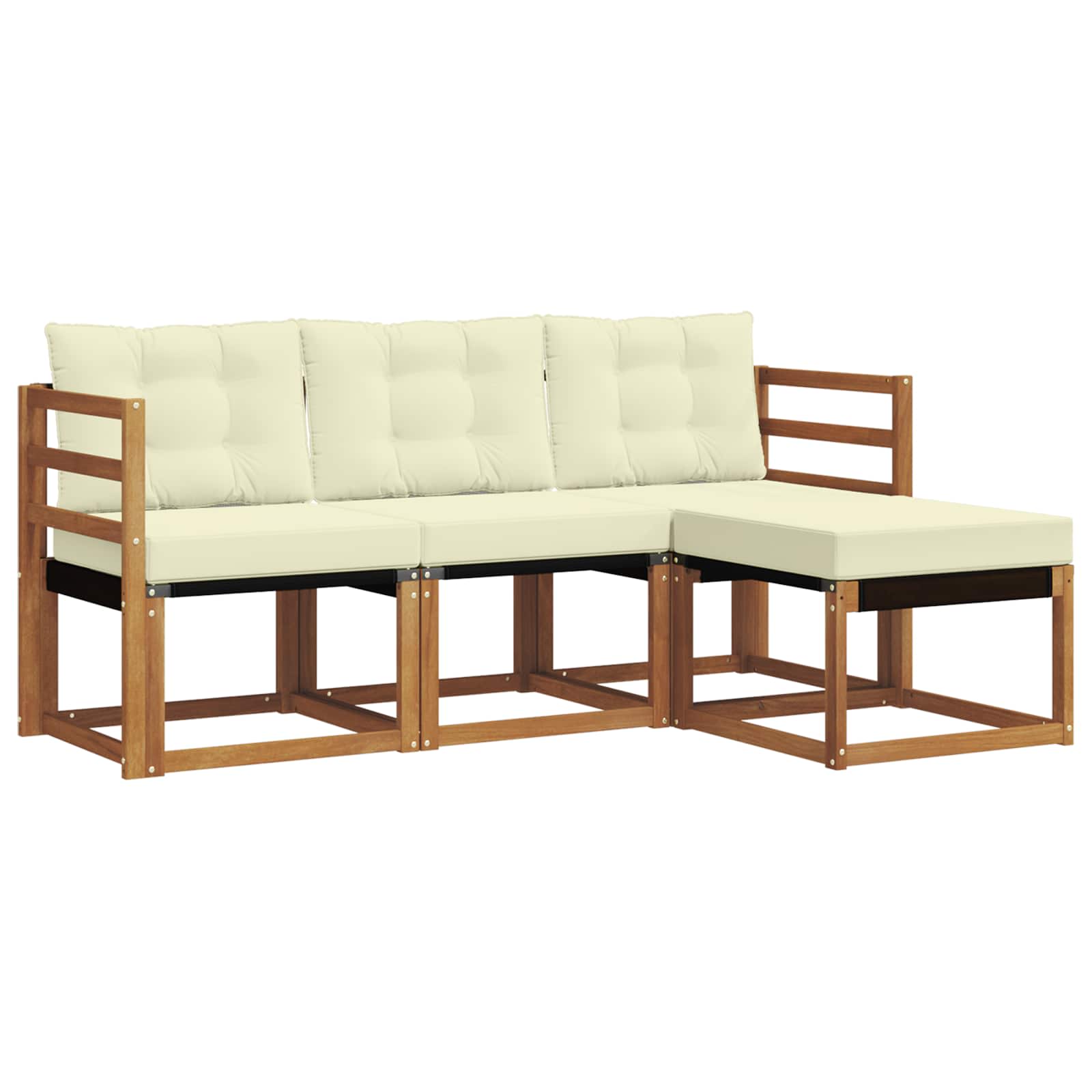 Outdoor-Sofagarnitur mit Kissen 4 pcs Natur und Creme