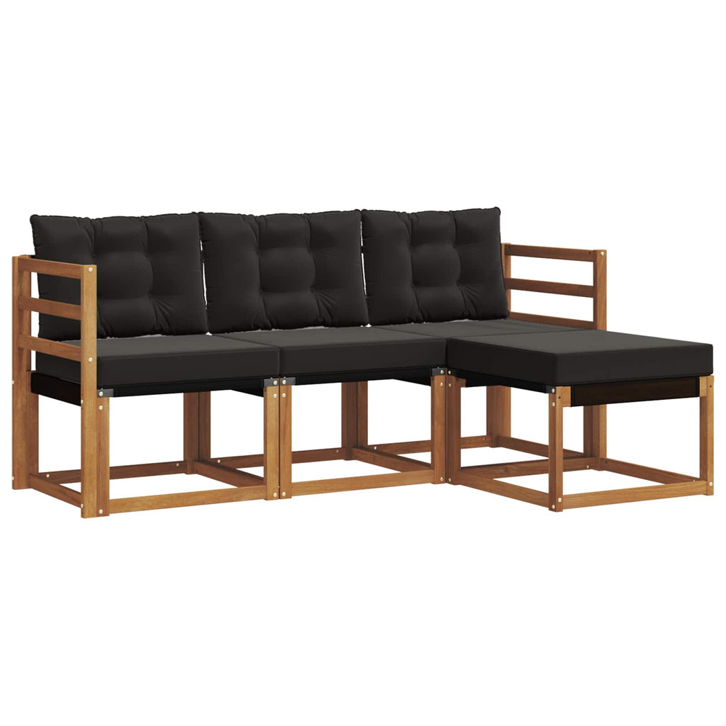 Outdoor-Sofagarnitur mit Kissen 4 pcs Natürlich und Schwarz
