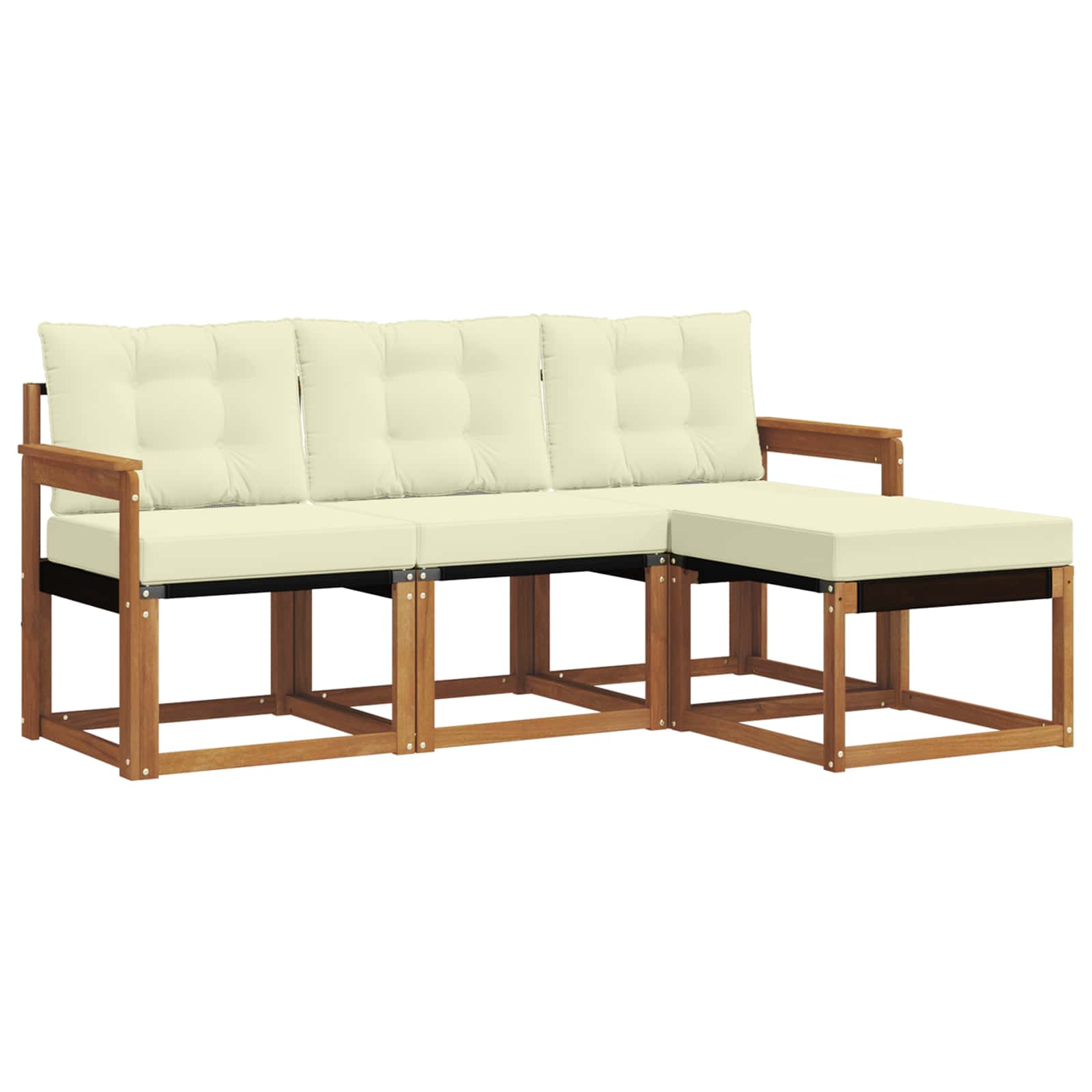 Outdoor-Sofagarnitur mit Kissen 4 pcs Natur und Creme
