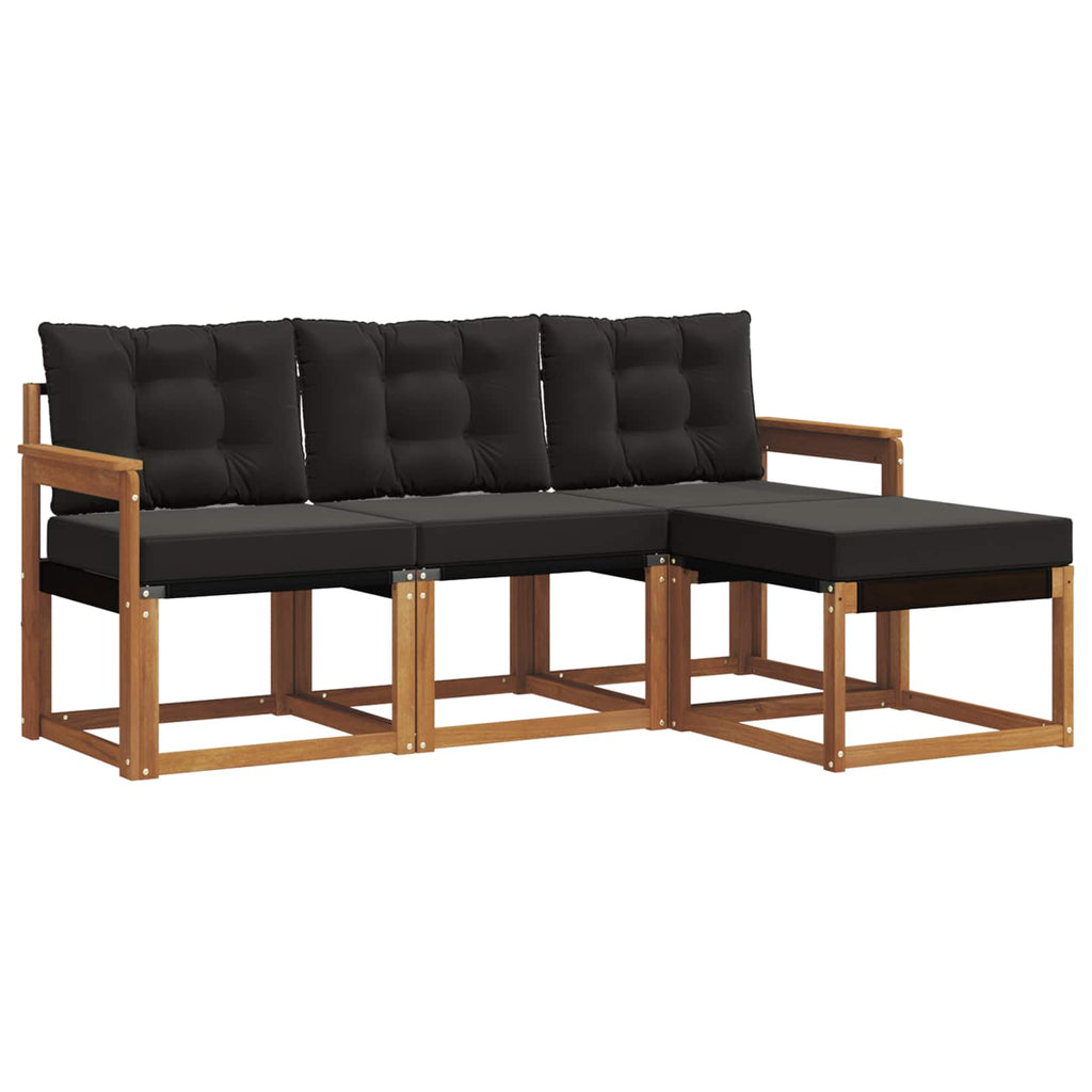Outdoor-Sofagarnitur mit Kissen 4 pcs Natürlich und Schwarz