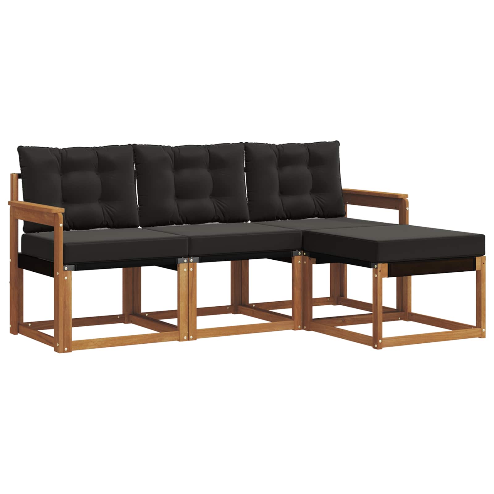 Outdoor-Sofagarnitur mit Kissen 4 pcs Natürlich und Schwarz