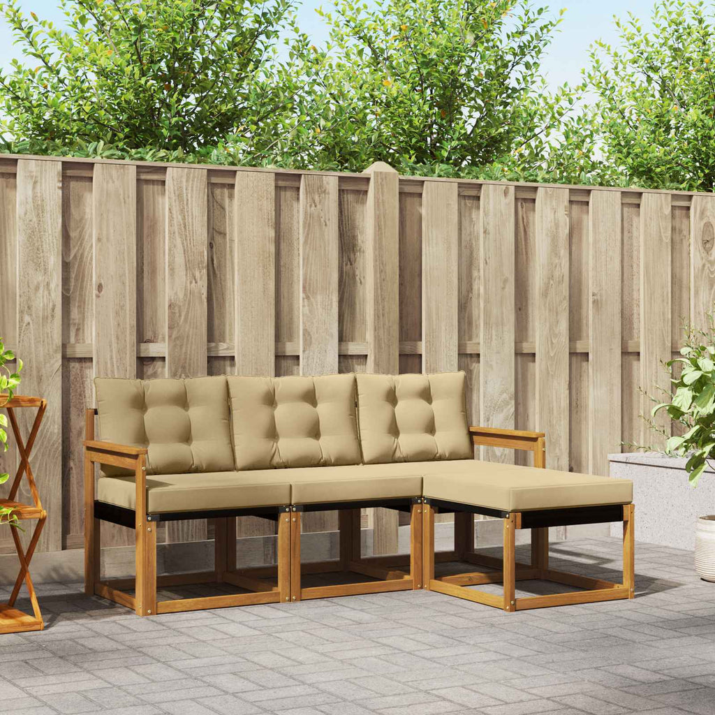 Outdoor-Sofagarnitur mit Kissen 4 pcs Natur und Beige