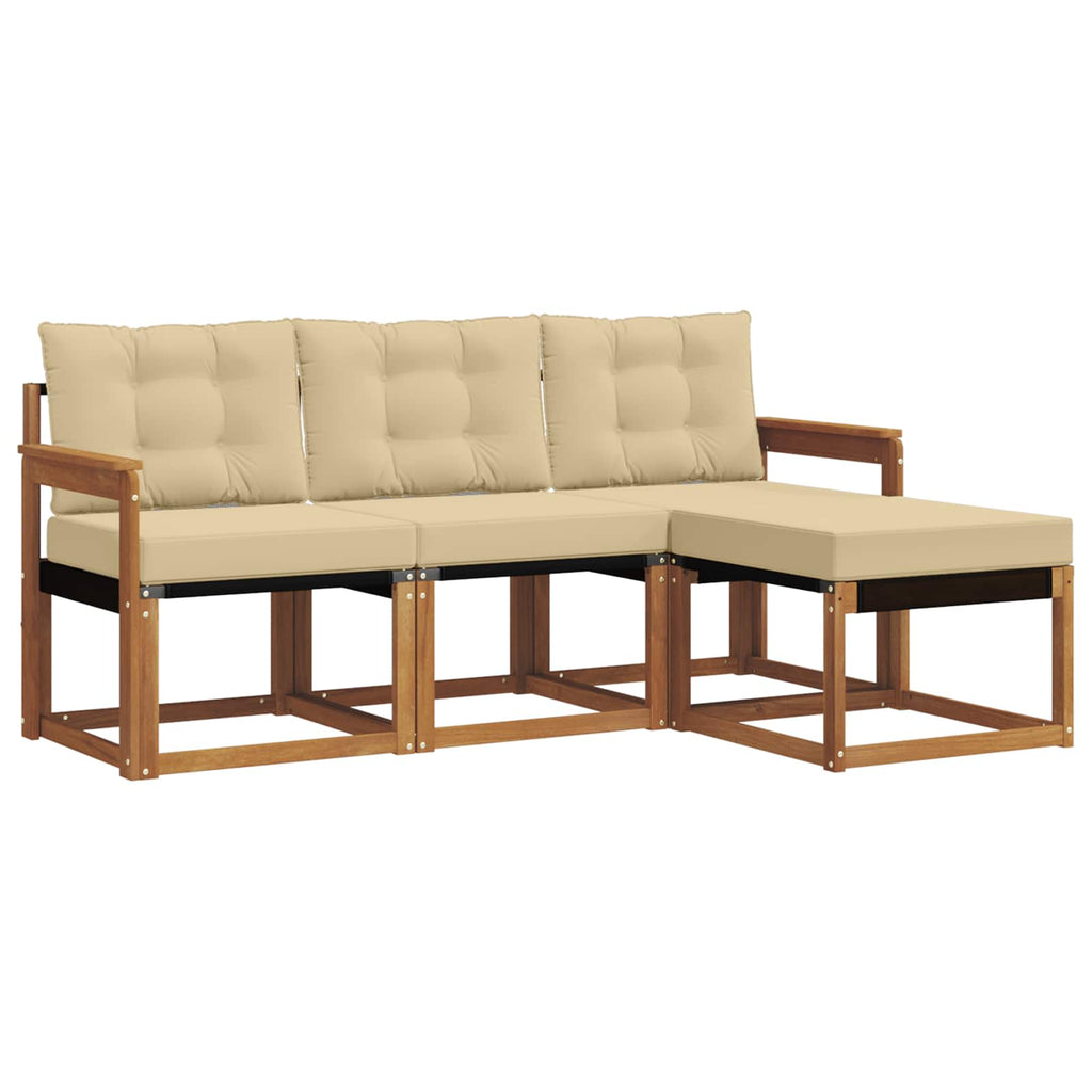 Outdoor-Sofagarnitur mit Kissen 4 pcs Natur und Beige