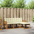 Outdoor-Sofagarnitur mit Kissen 4 pcs Natur und Creme