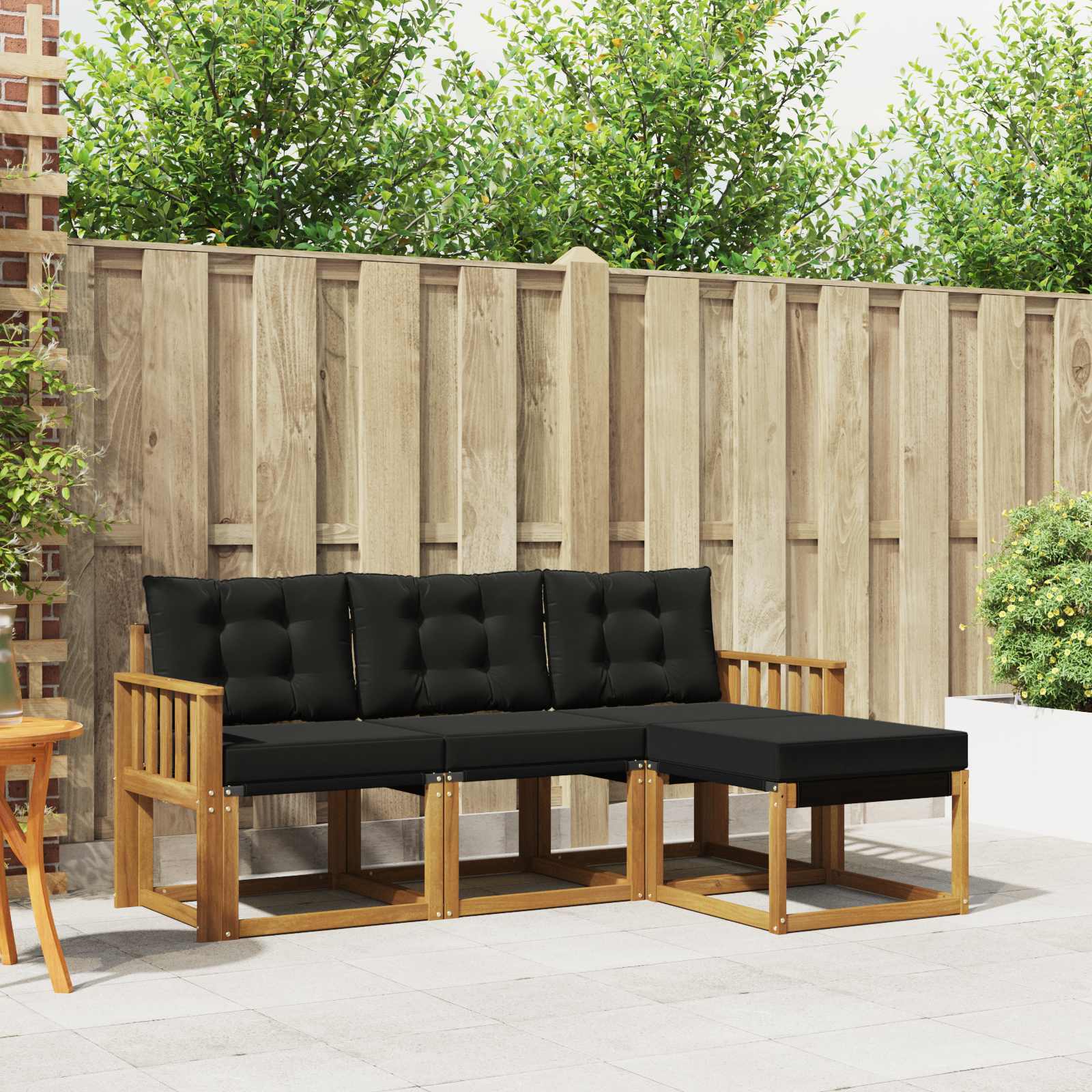 Outdoor-Sofagarnitur mit Kissen 4 pcs Natürlich und Schwarz