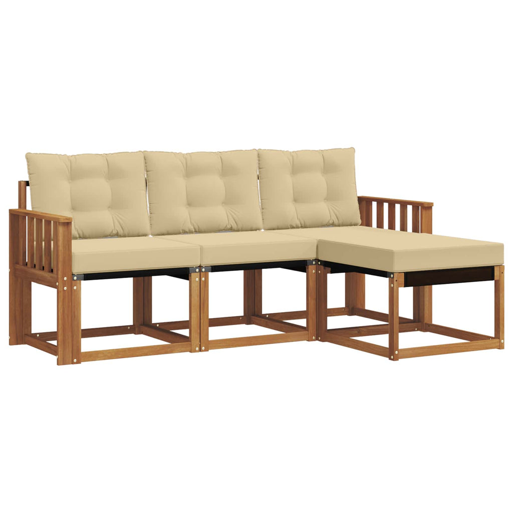 Outdoor-Sofagarnitur mit Kissen 4 pcs Natur und Beige