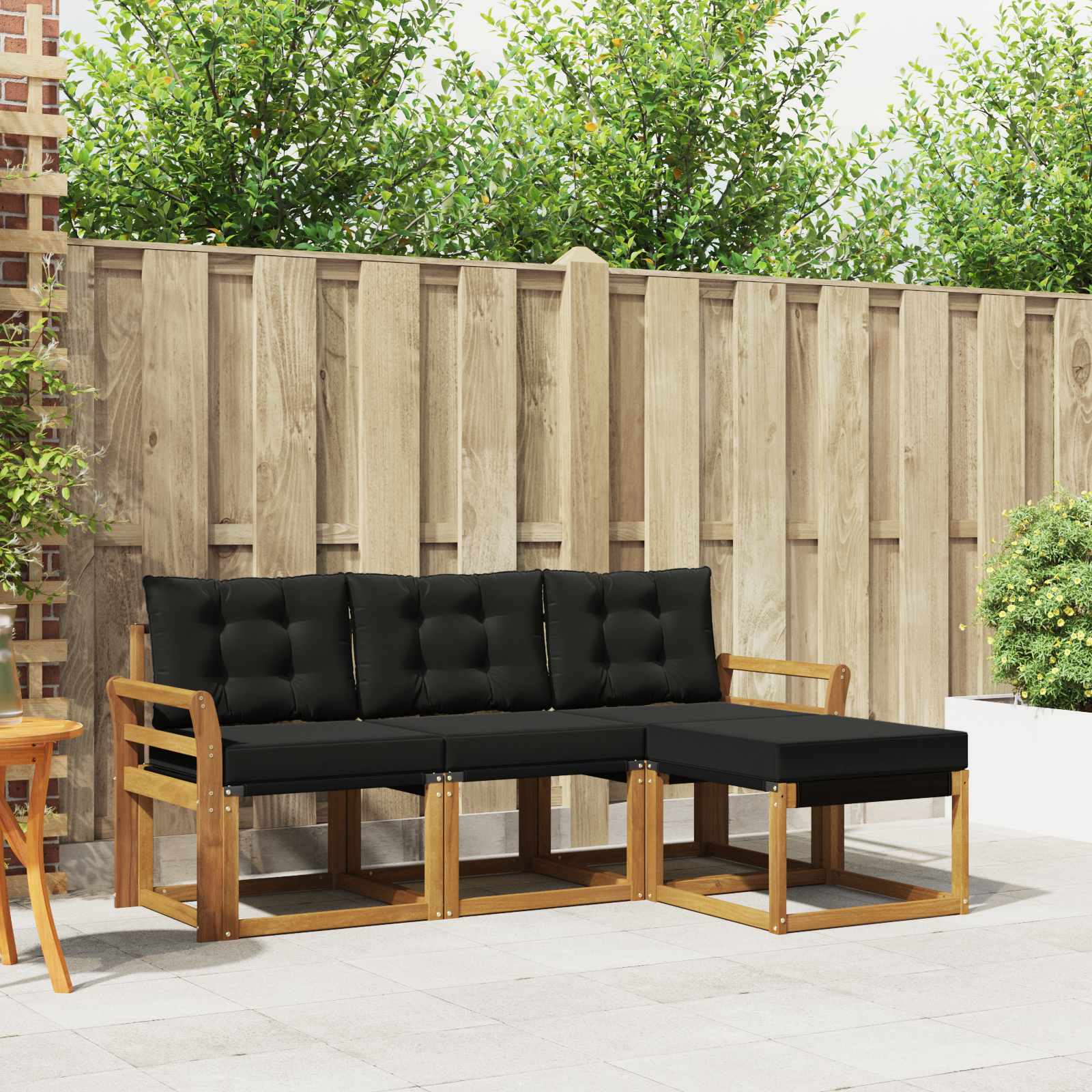 Outdoor-Sofagarnitur mit Kissen 4 pcs Natürlich und Schwarz