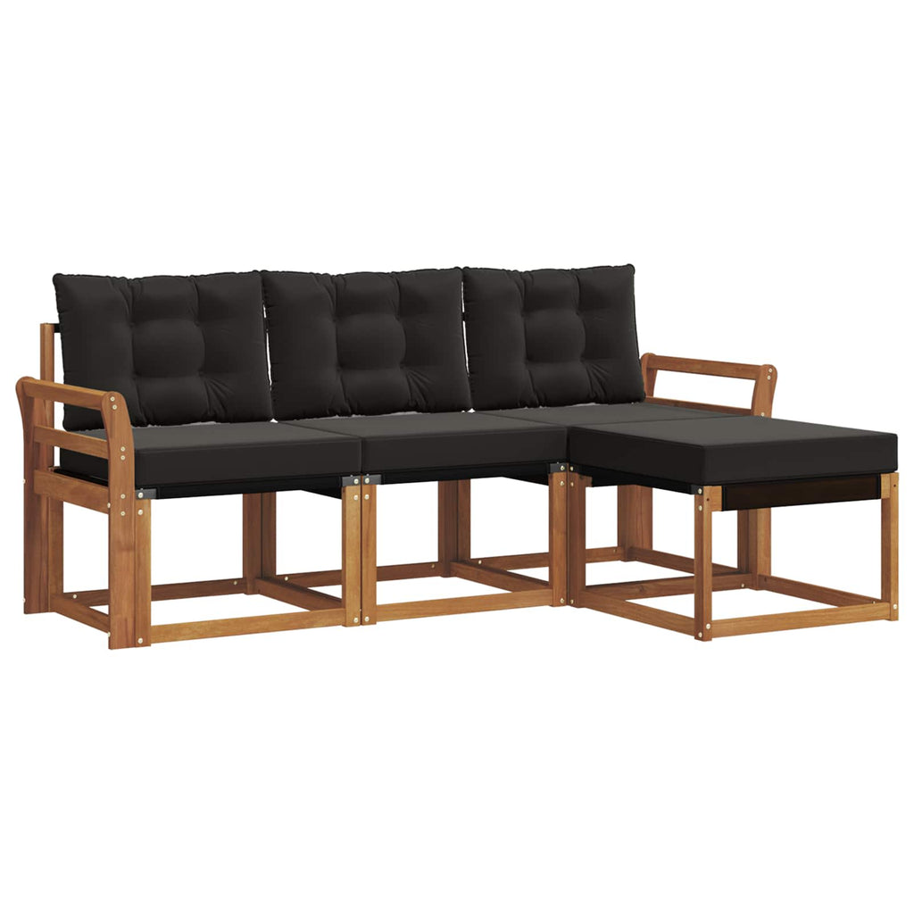Outdoor-Sofagarnitur mit Kissen 4 pcs Natürlich und Schwarz