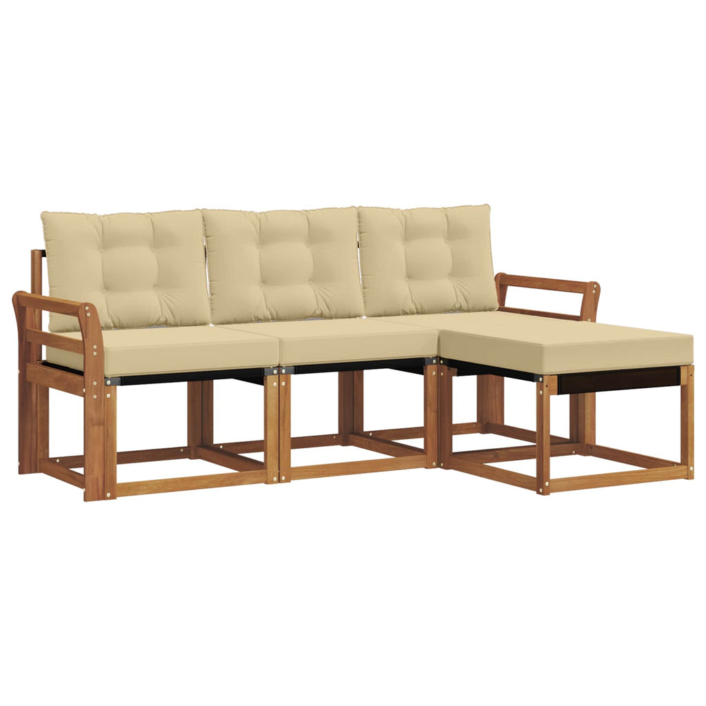 Outdoor-Sofagarnitur mit Kissen 4 pcs Natur und Beige