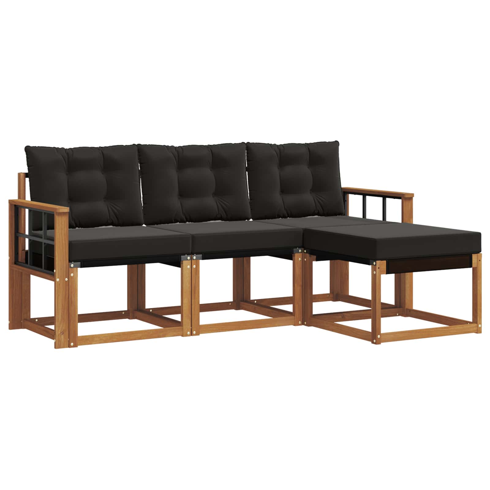 Outdoor-Sofagarnitur mit Kissen 4 pcs Natürlich und Schwarz