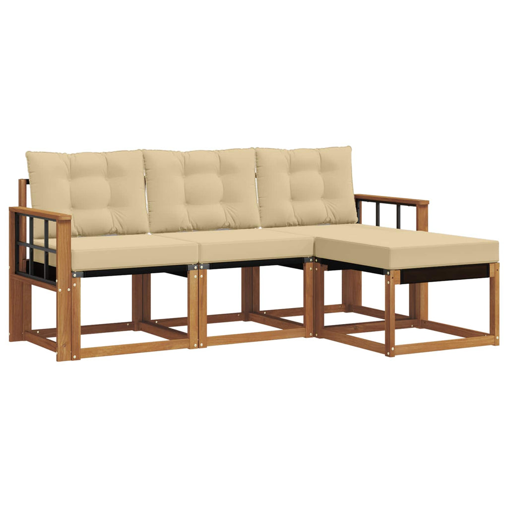 Outdoor-Sofagarnitur mit Kissen 4 pcs Natur und Beige
