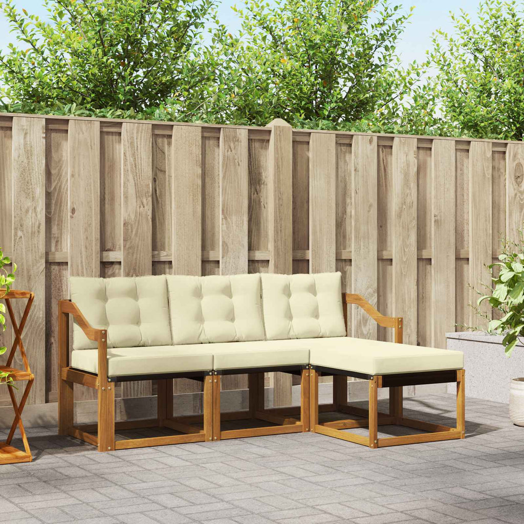 Outdoor-Sofagarnitur mit Kissen 4 pcs Natur und Creme