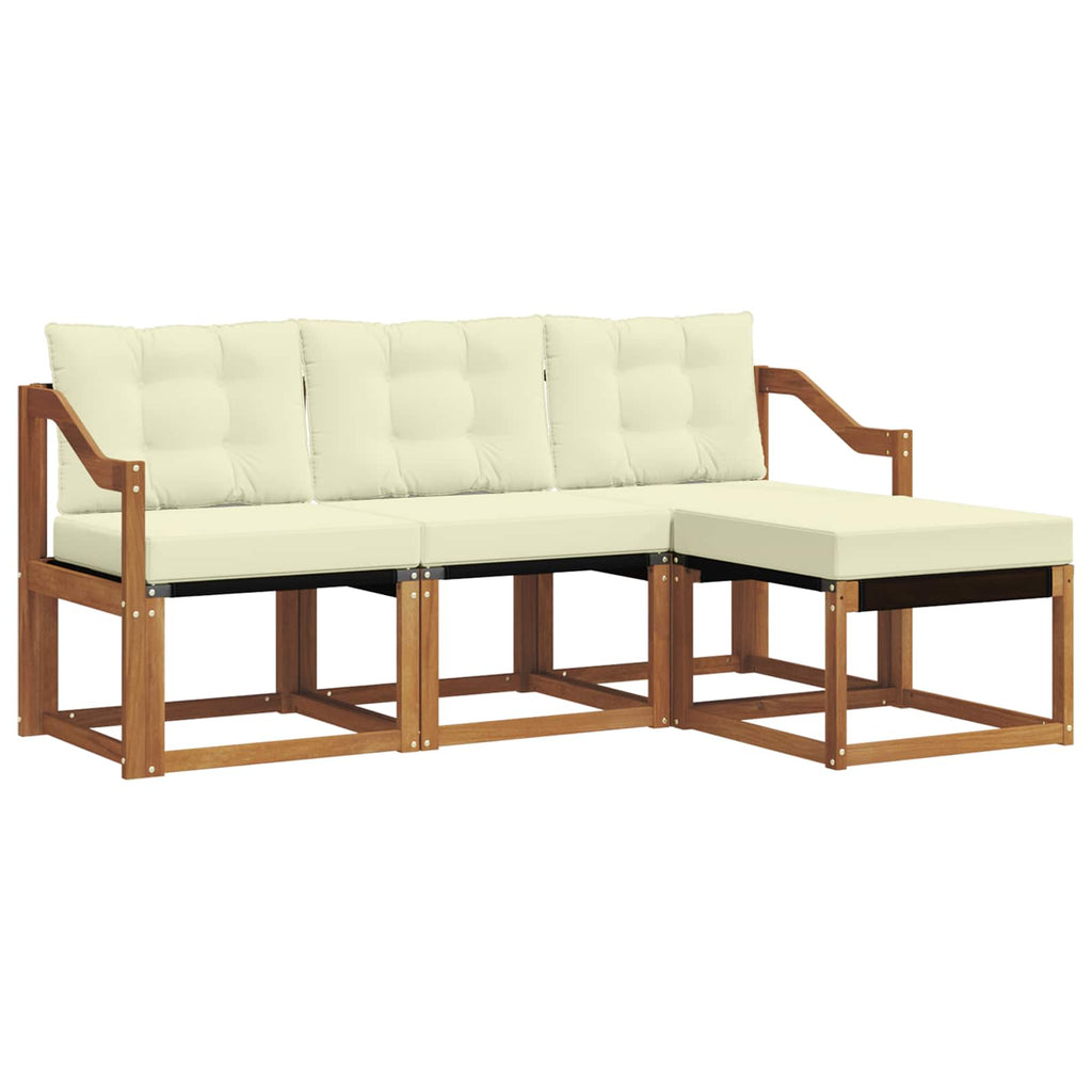Outdoor-Sofagarnitur mit Kissen 4 pcs Natur und Creme