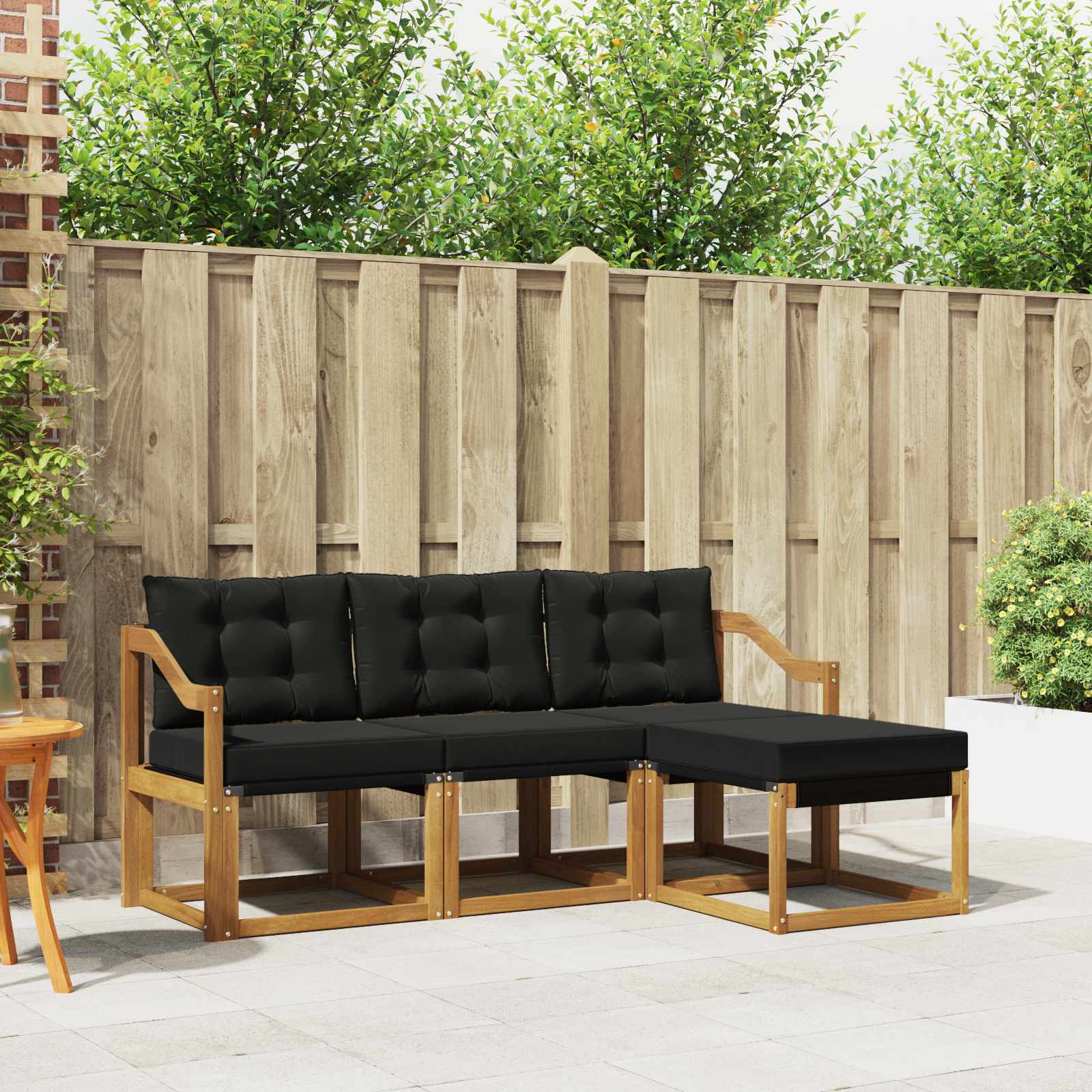 Outdoor-Sofagarnitur mit Kissen 4 pcs Natürlich und Schwarz