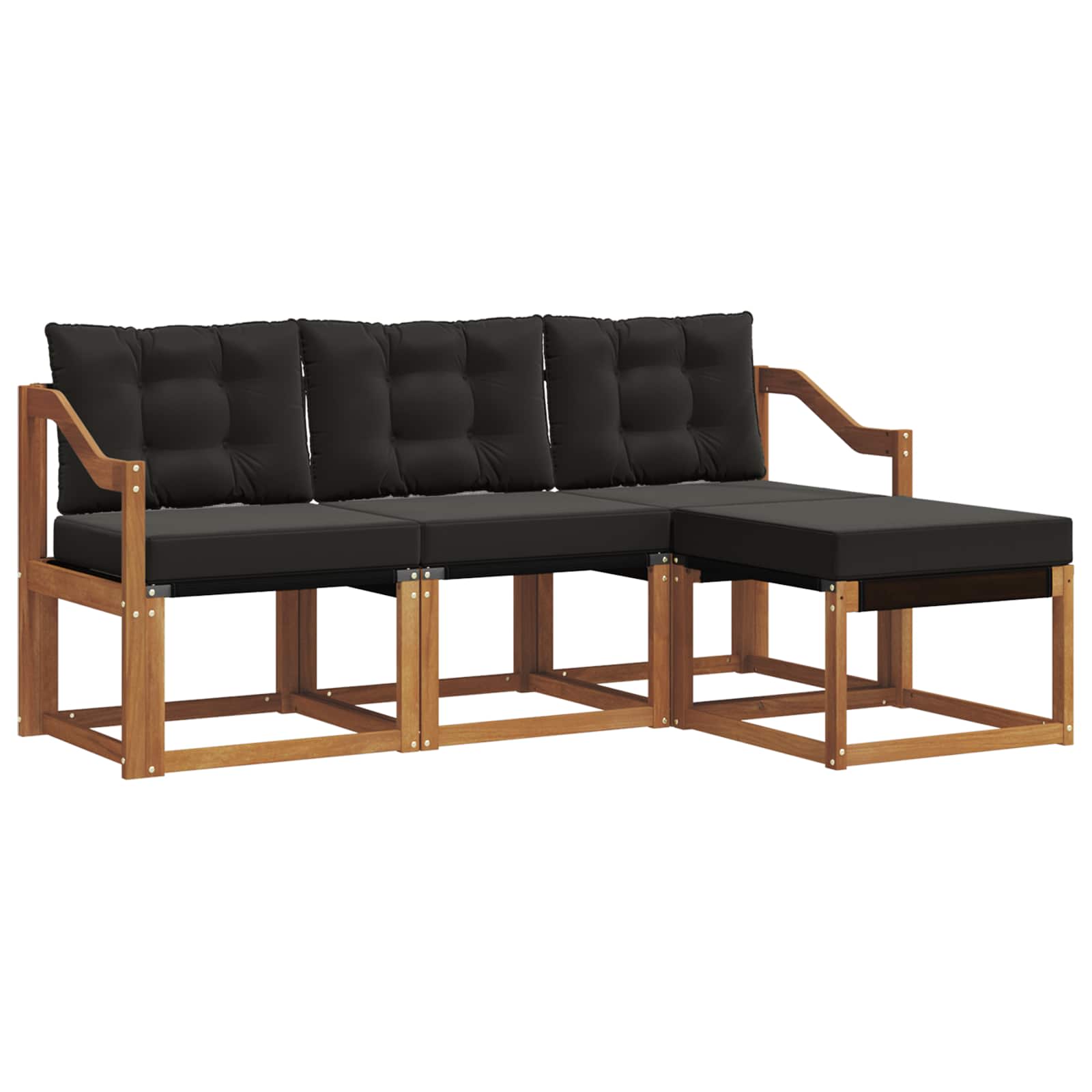 Outdoor-Sofagarnitur mit Kissen 4 pcs Natürlich und Schwarz