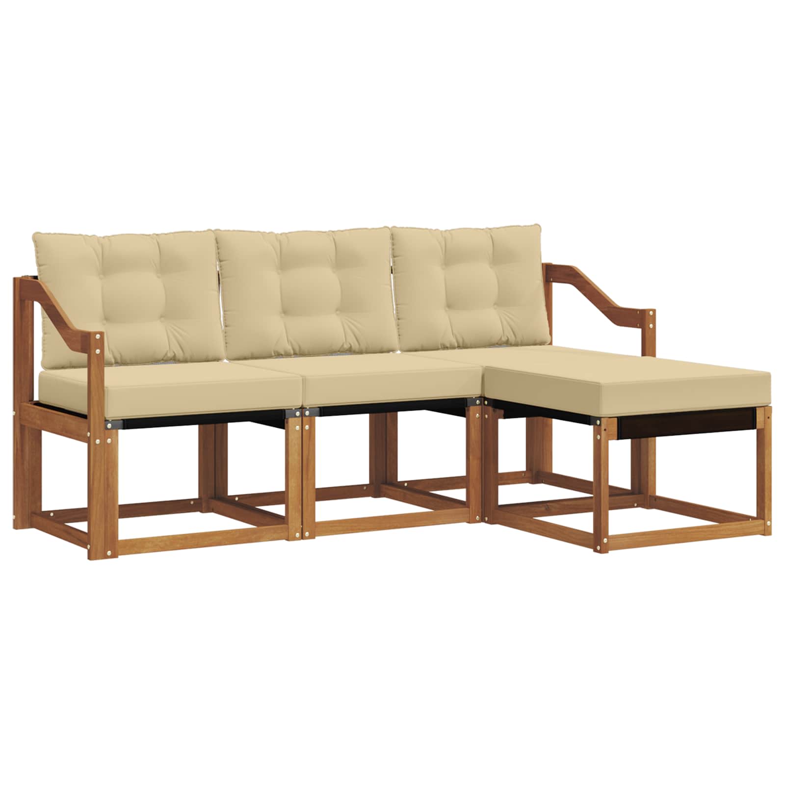 Outdoor-Sofagarnitur mit Kissen 4 pcs Natur und Beige