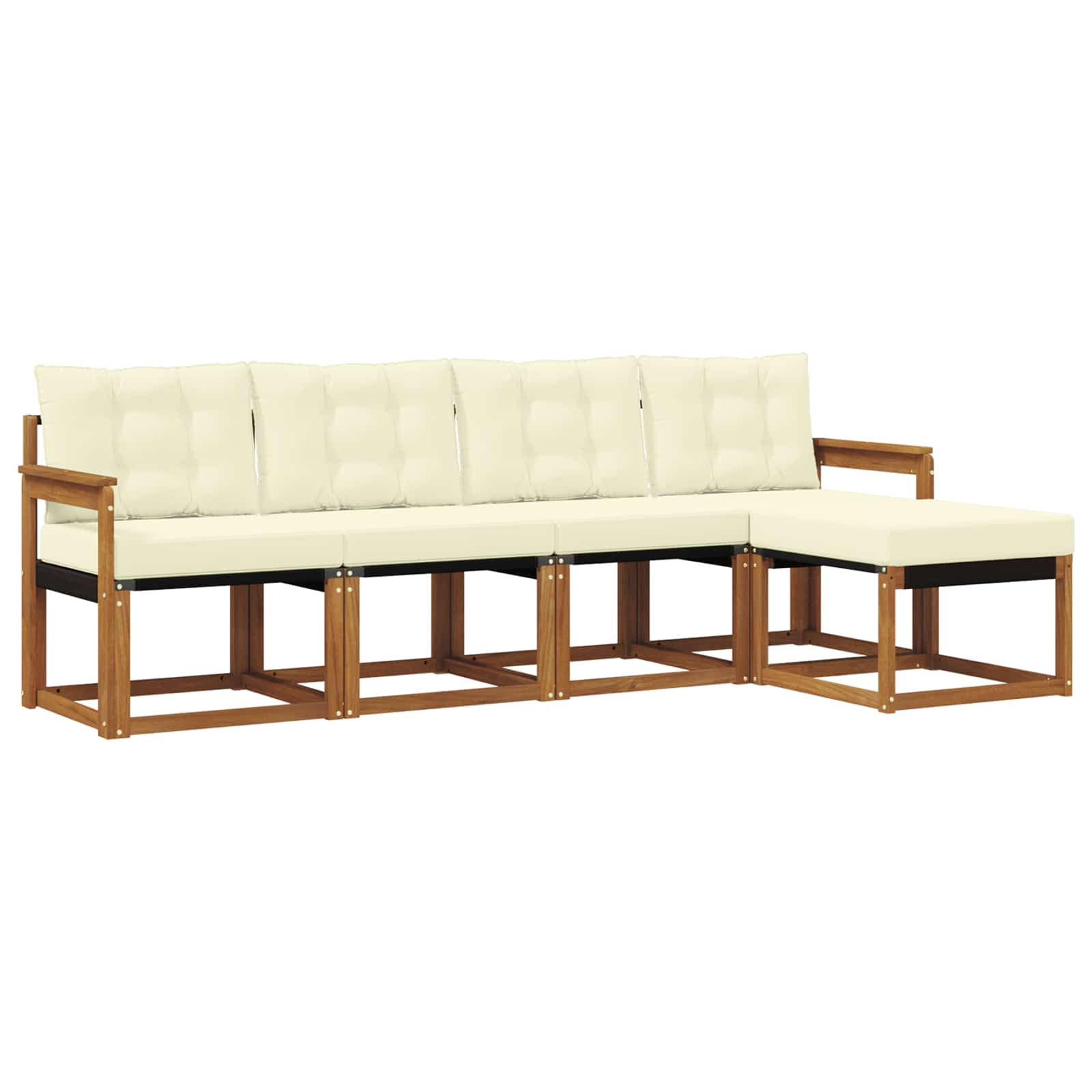 Outdoor-Sofagarnitur mit Kissen 5 pcs Natur und Creme