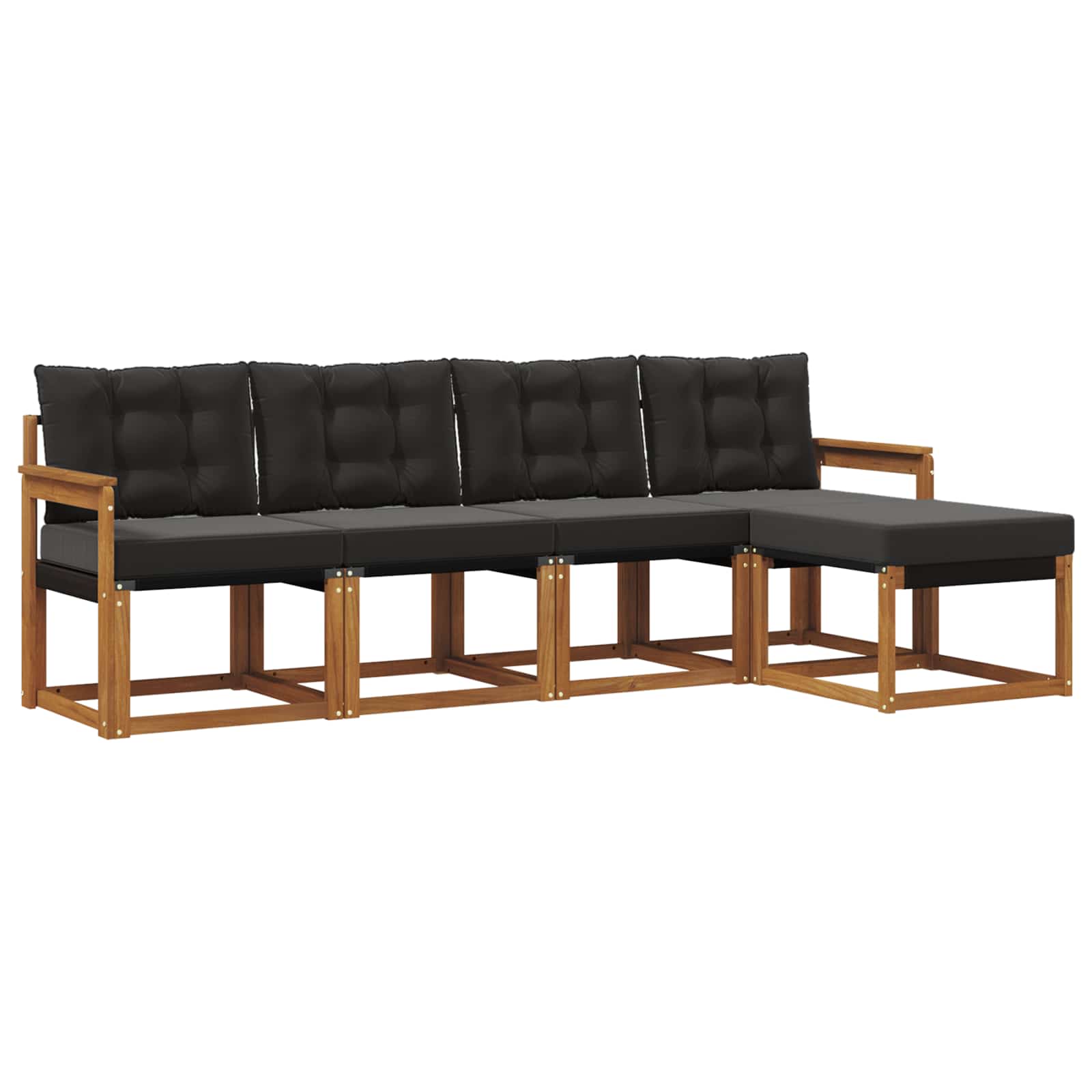 Outdoor-Sofagarnitur mit Kissen 5 pcs Natürlich und Schwarz