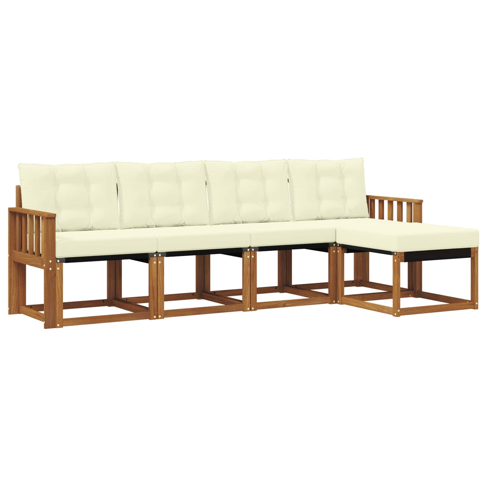 Outdoor-Sofagarnitur mit Kissen 5 pcs Natur und Creme