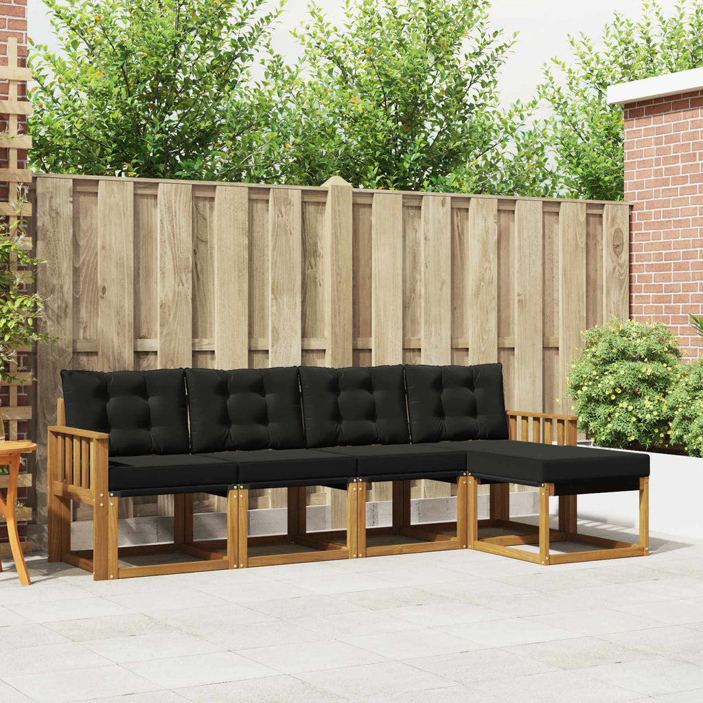 Outdoor-Sofagarnitur mit Kissen 5 pcs Natürlich und Schwarz