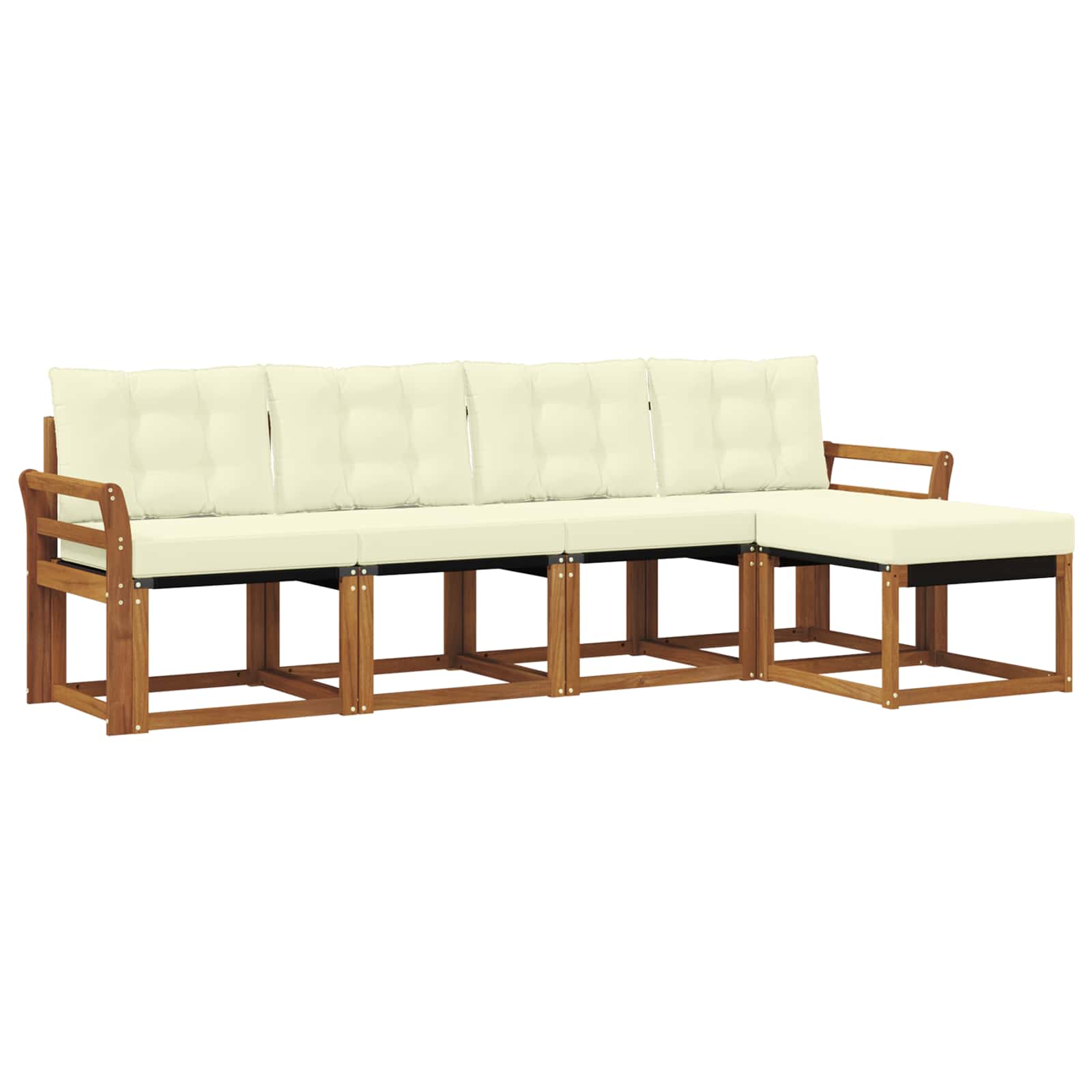 Outdoor-Sofagarnitur mit Kissen 5 pcs Natur und Creme