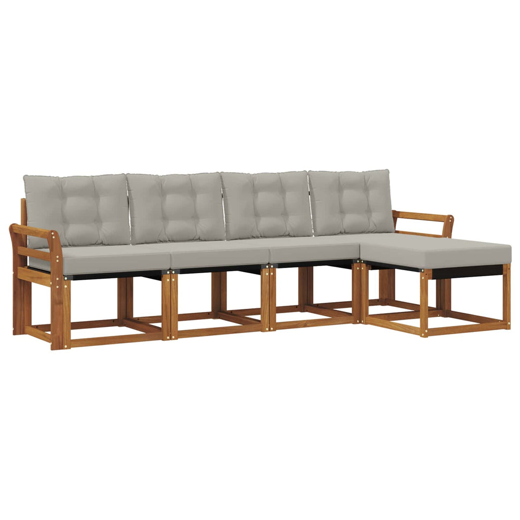 Outdoor-Sofagarnitur mit Kissen 5 pcs Natürlich und Hellgrau