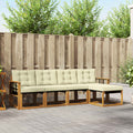 Outdoor-Sofagarnitur mit Kissen 5 pcs Natur und Creme
