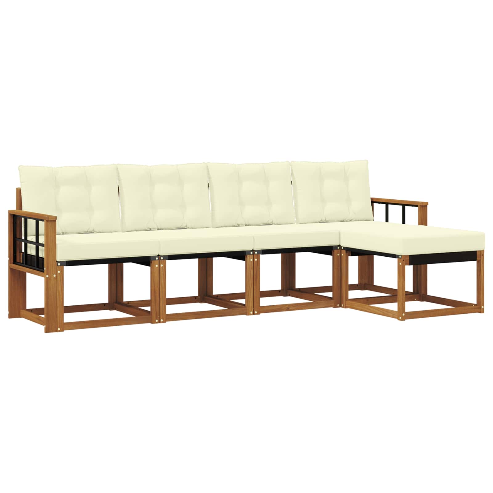 Outdoor-Sofagarnitur mit Kissen 5 pcs Natur und Creme