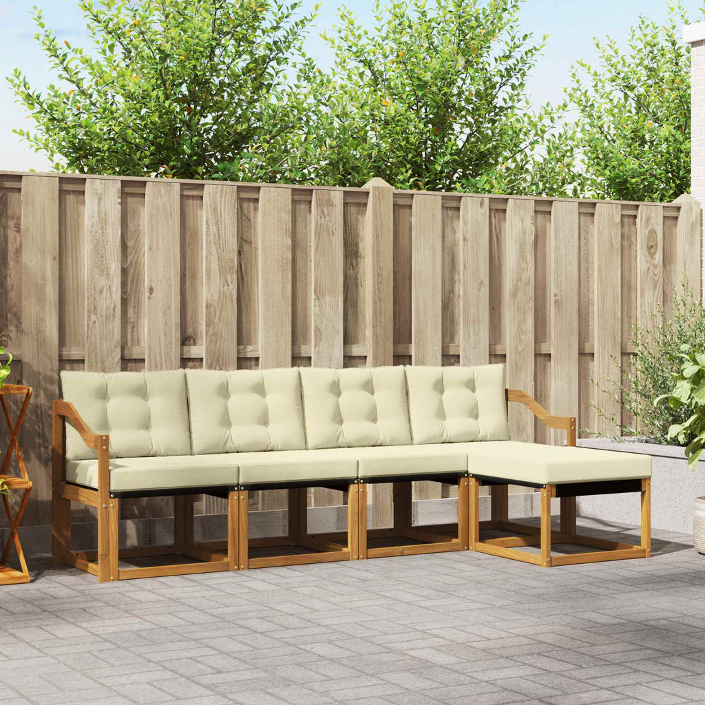 Outdoor-Sofagarnitur mit Kissen 5 pcs Natur und Creme