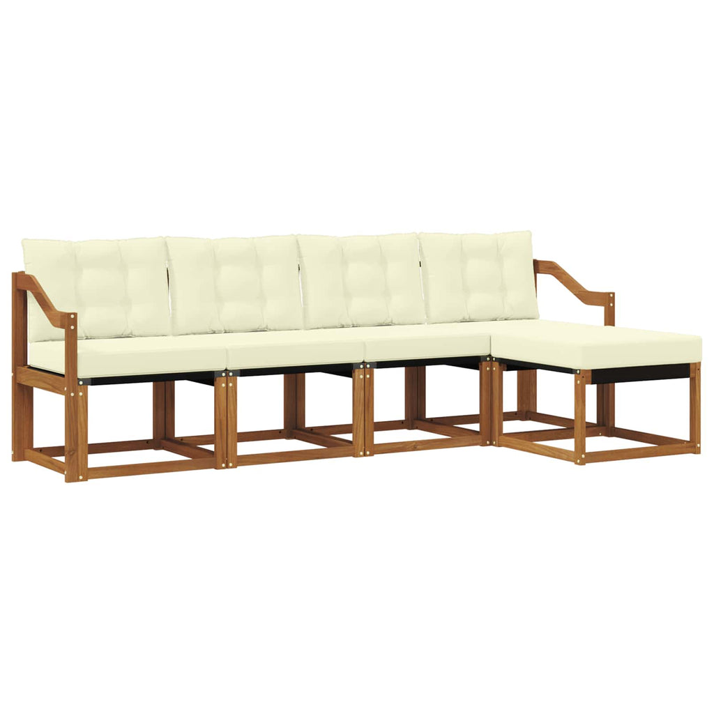 Outdoor-Sofagarnitur mit Kissen 5 pcs Natur und Creme