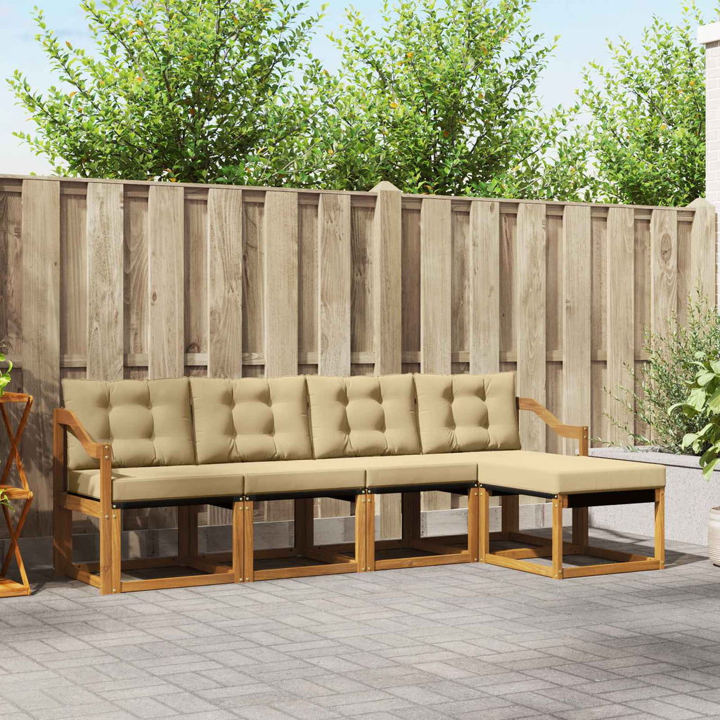 Outdoor-Sofagarnitur mit Kissen 5 pcs Natur und Beige
