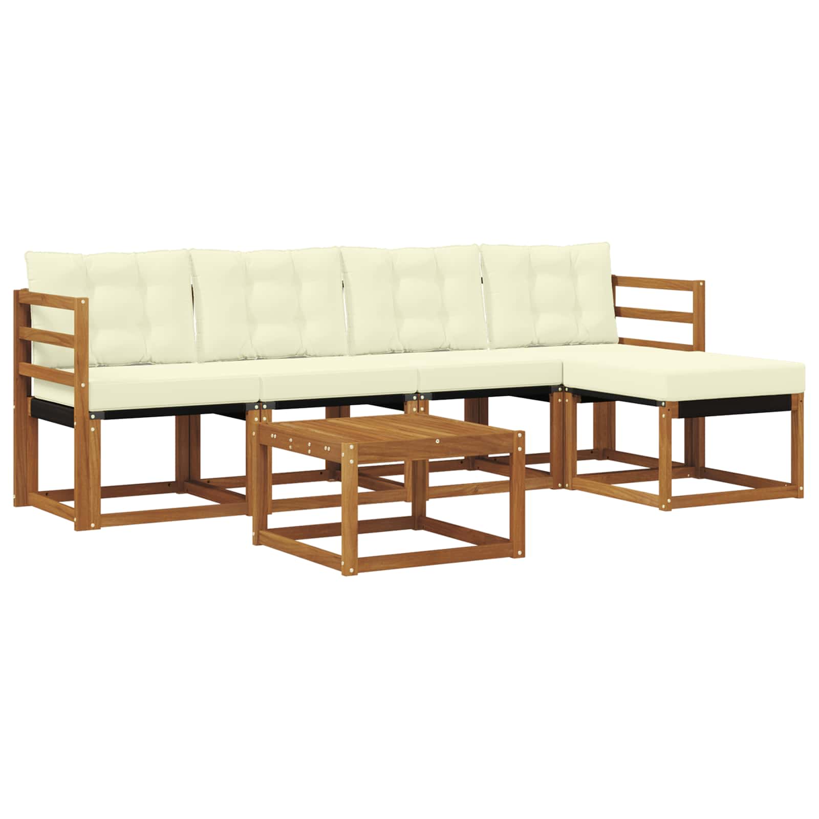 Outdoor-Sofagarnitur mit Kissen 6 pcs Natur und Creme