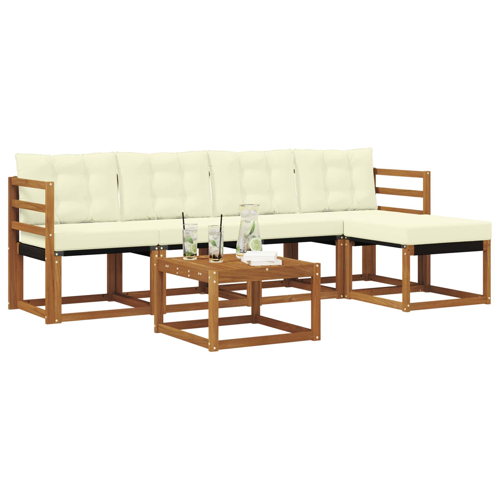 Outdoor-Sofagarnitur mit Kissen 6 pcs Natur und Creme