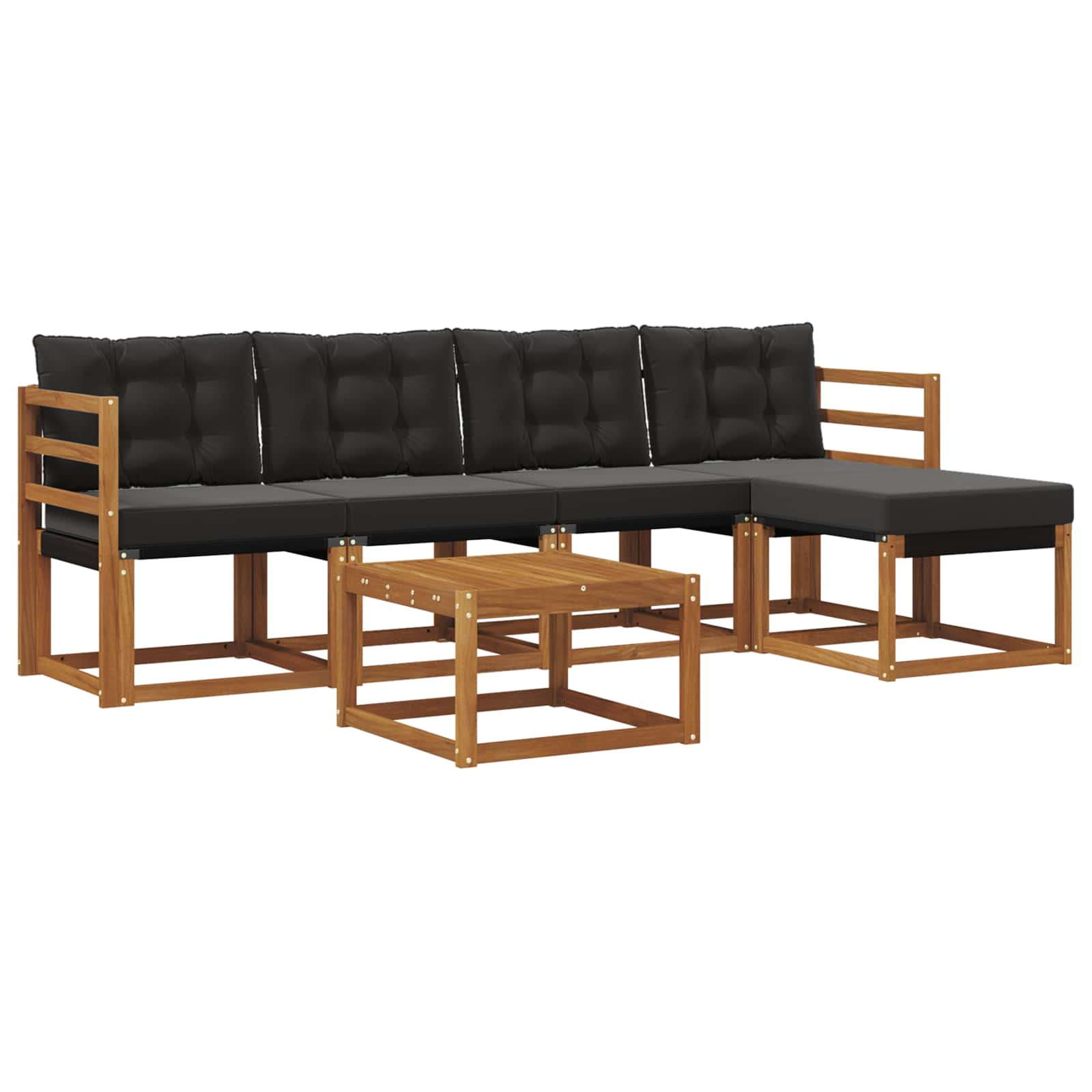 Outdoor-Sofagarnitur mit Kissen 6 pcs Natürlich und Schwarz