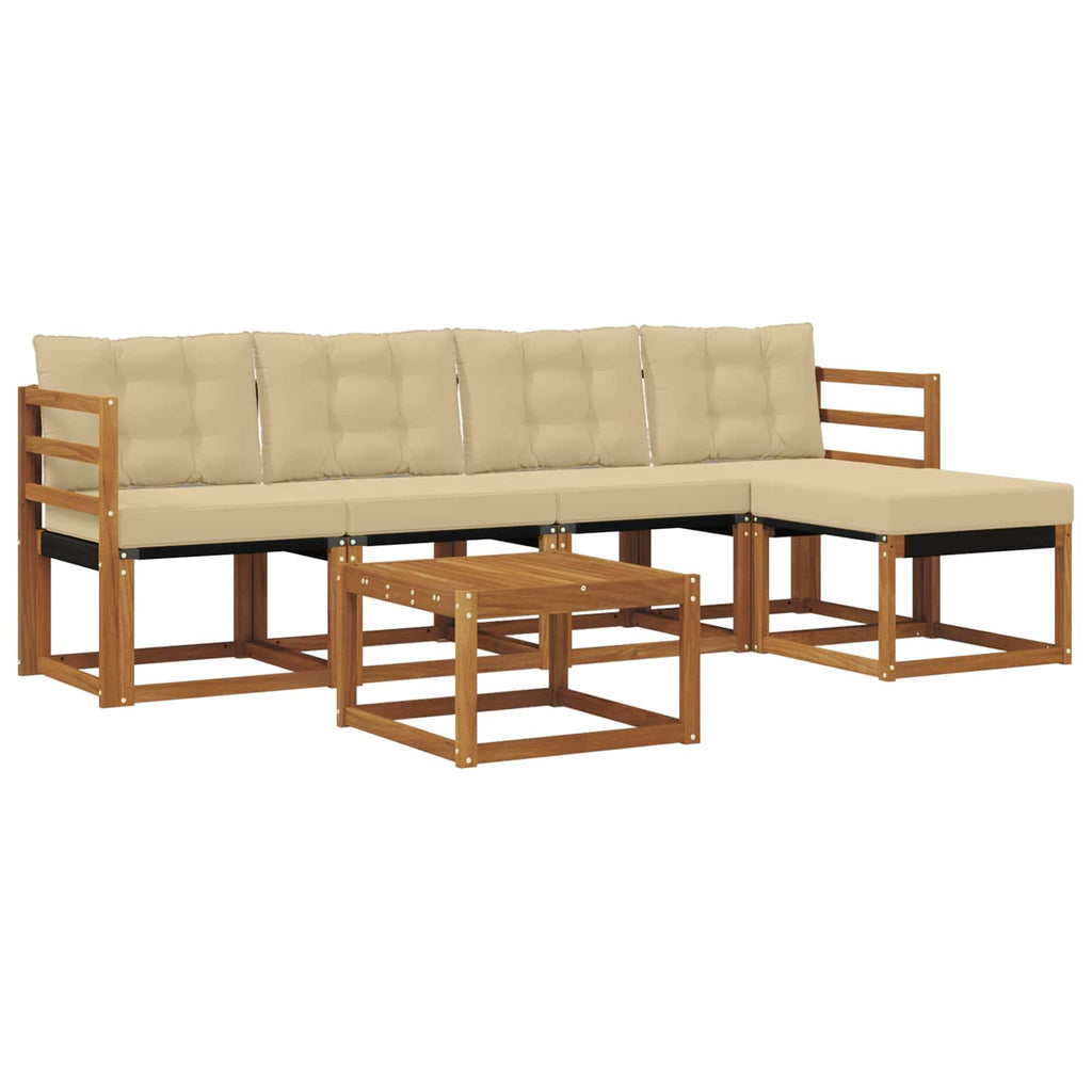 Outdoor-Sofagarnitur mit Kissen 6 pcs Natur und Beige