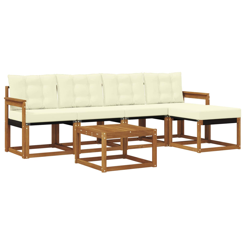Outdoor-Sofagarnitur mit Kissen 6 pcs Natur und Creme
