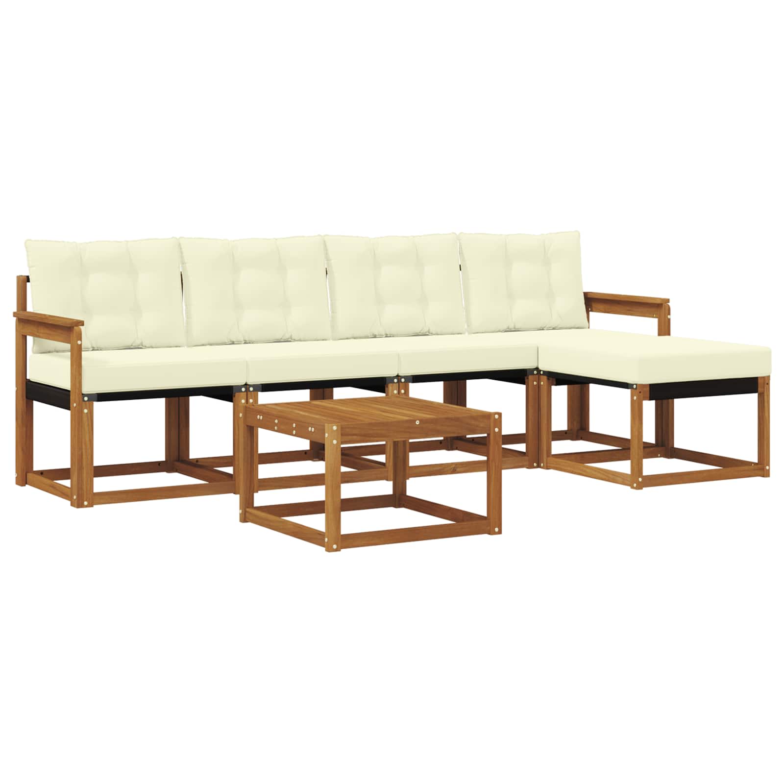 Outdoor-Sofagarnitur mit Kissen 6 pcs Natur und Creme