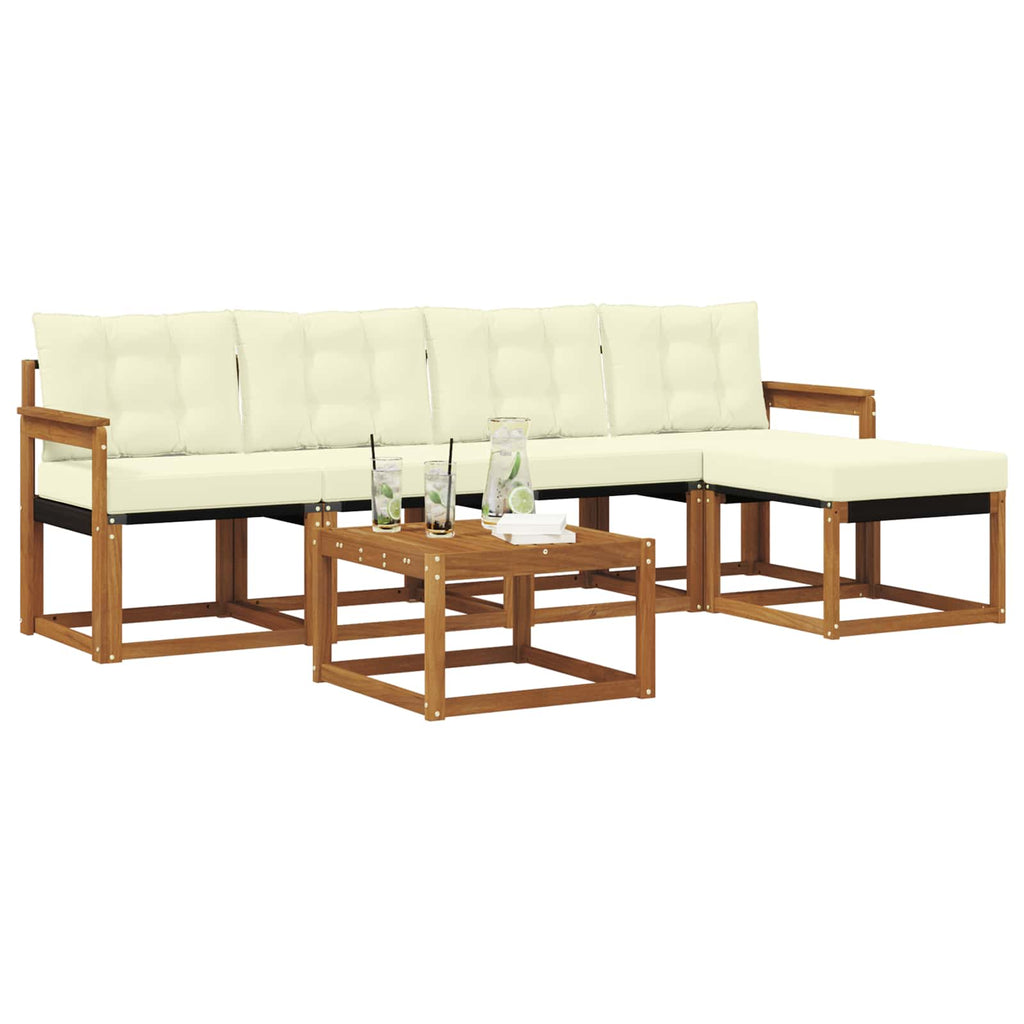 Outdoor-Sofagarnitur mit Kissen 6 pcs Natur und Creme