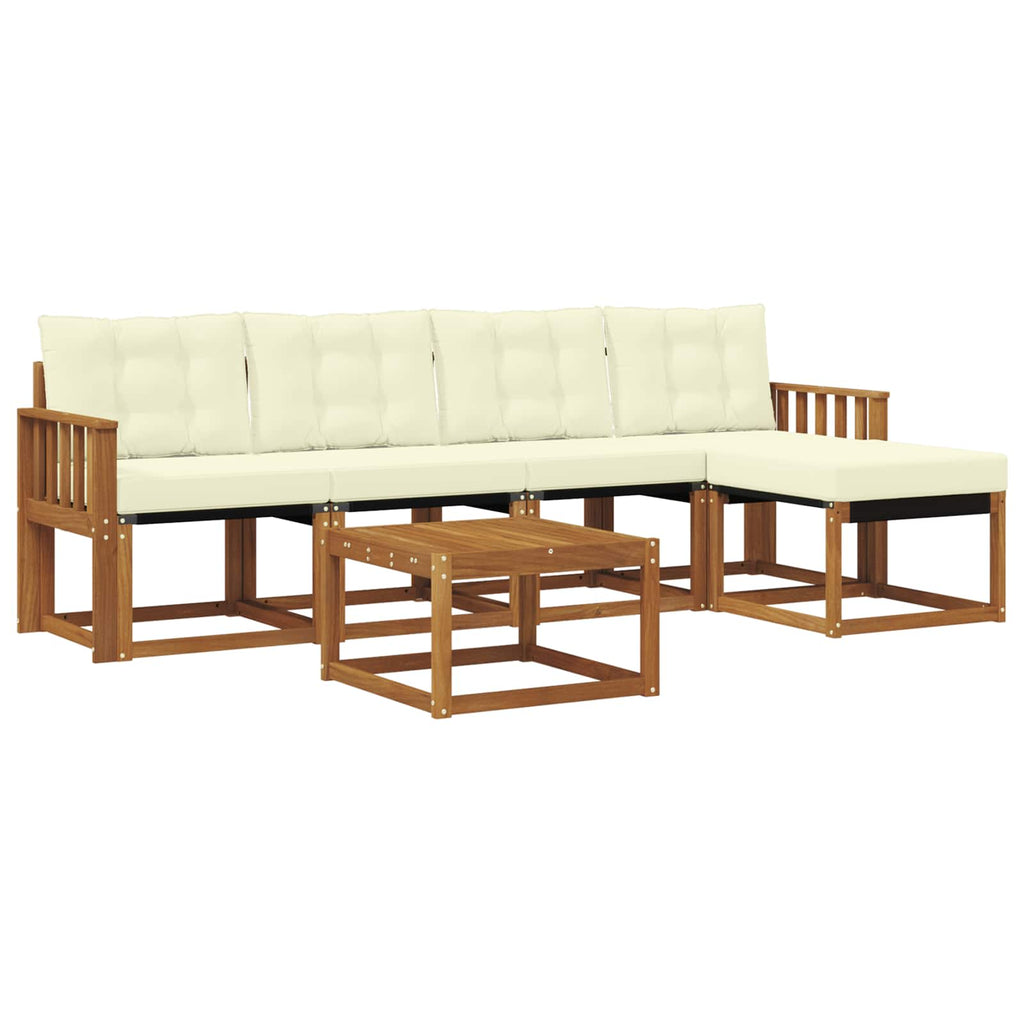 Outdoor-Sofagarnitur mit Kissen 6 pcs Natur und Creme