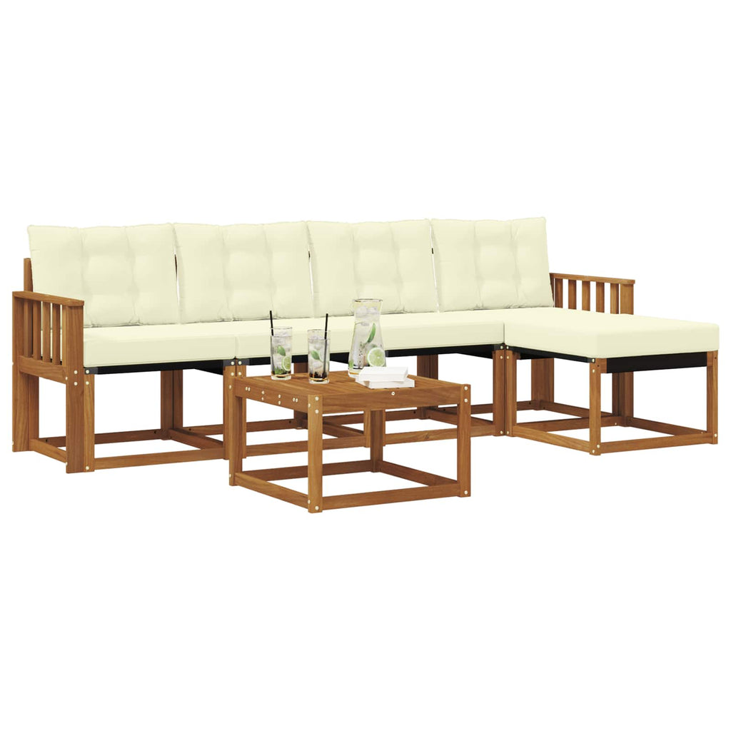 Outdoor-Sofagarnitur mit Kissen 6 pcs Natur und Creme