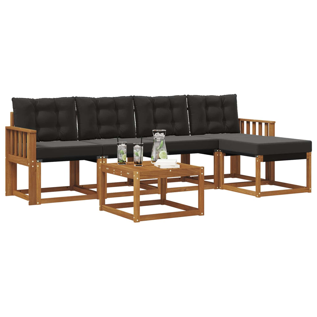Outdoor-Sofagarnitur mit Kissen 6 pcs Natürlich und Schwarz