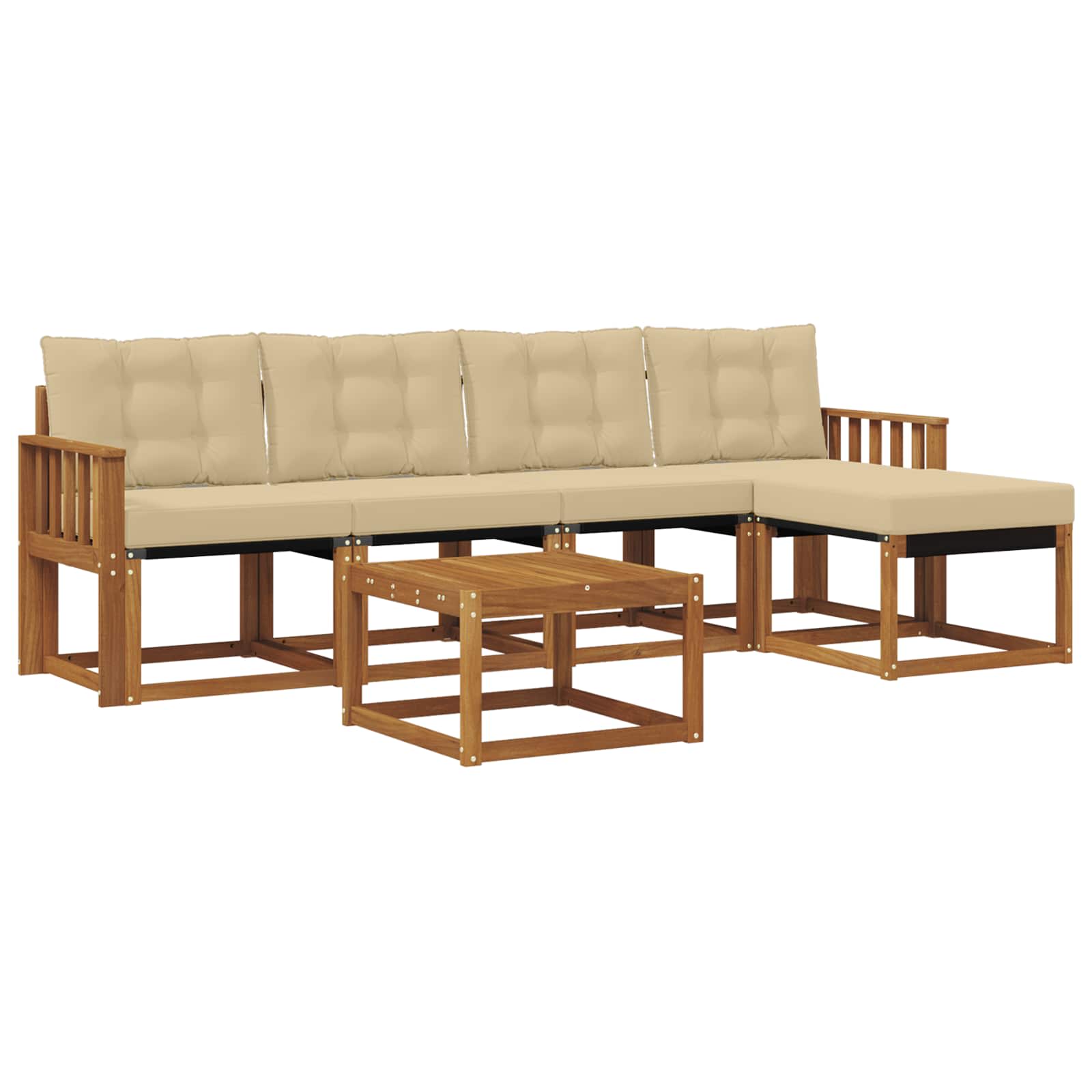 Outdoor-Sofagarnitur mit Kissen 6 pcs Natur und Beige