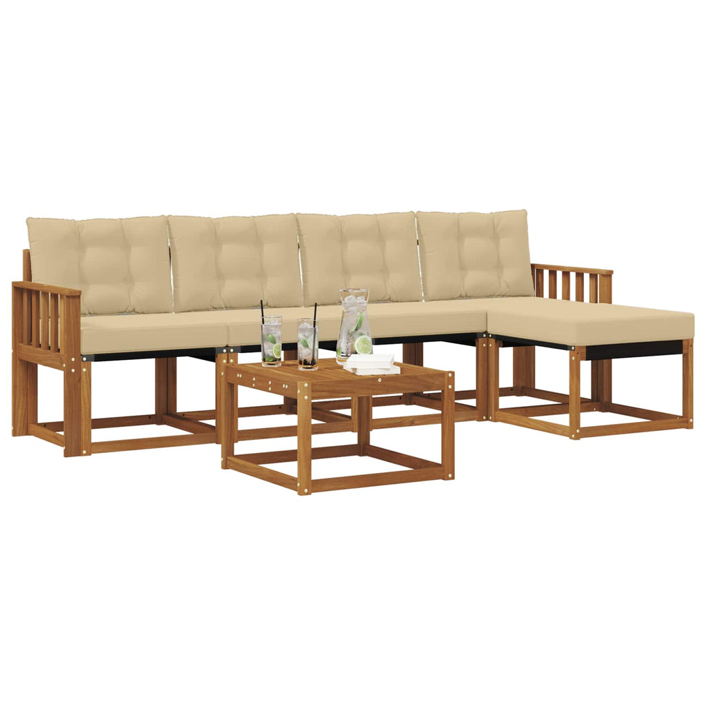 Outdoor-Sofagarnitur mit Kissen 6 pcs Natur und Beige