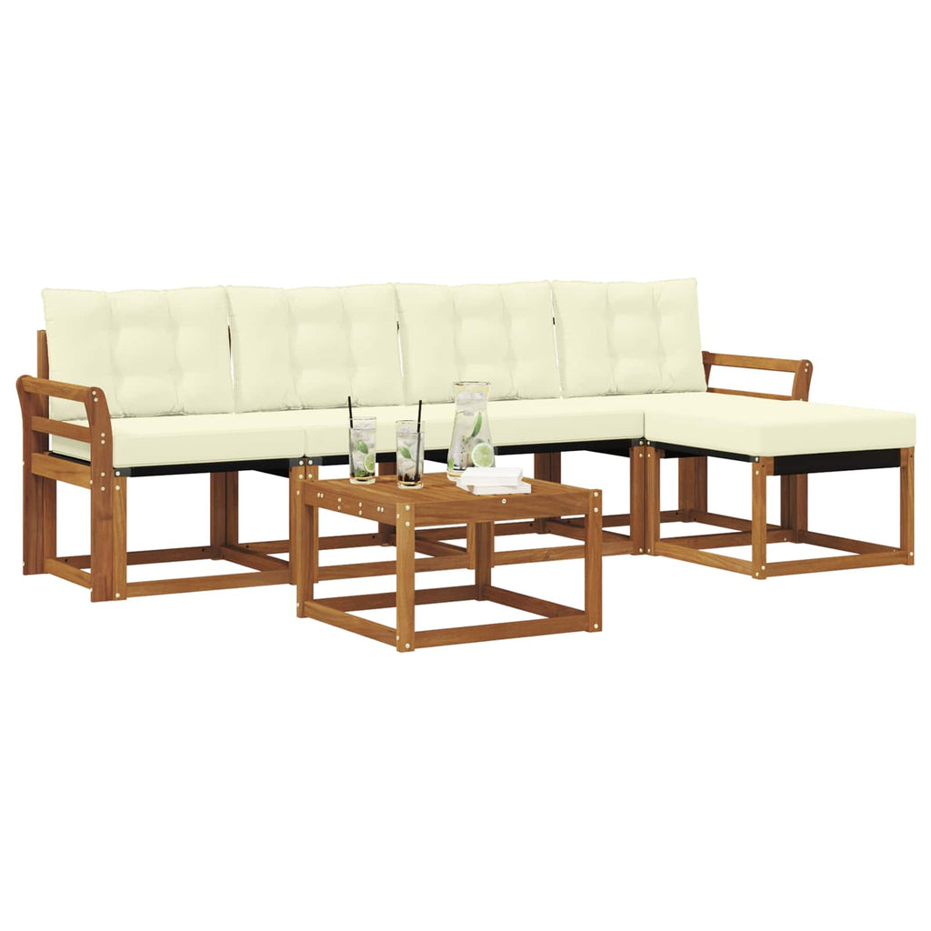 Outdoor-Sofagarnitur mit Kissen 6 pcs Natur und Creme