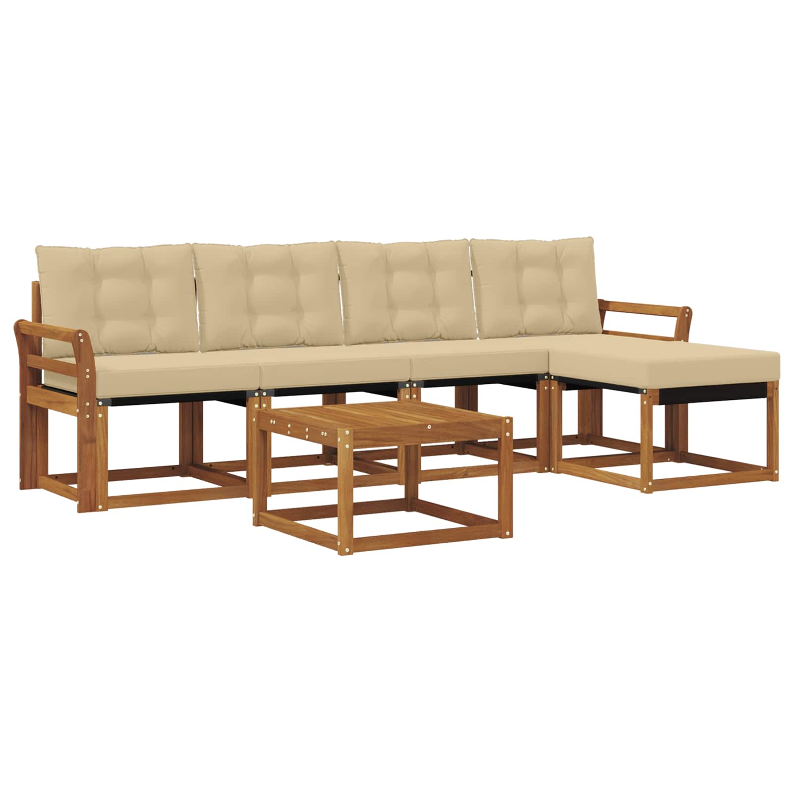 Outdoor-Sofagarnitur mit Kissen 6 pcs Natur und Beige