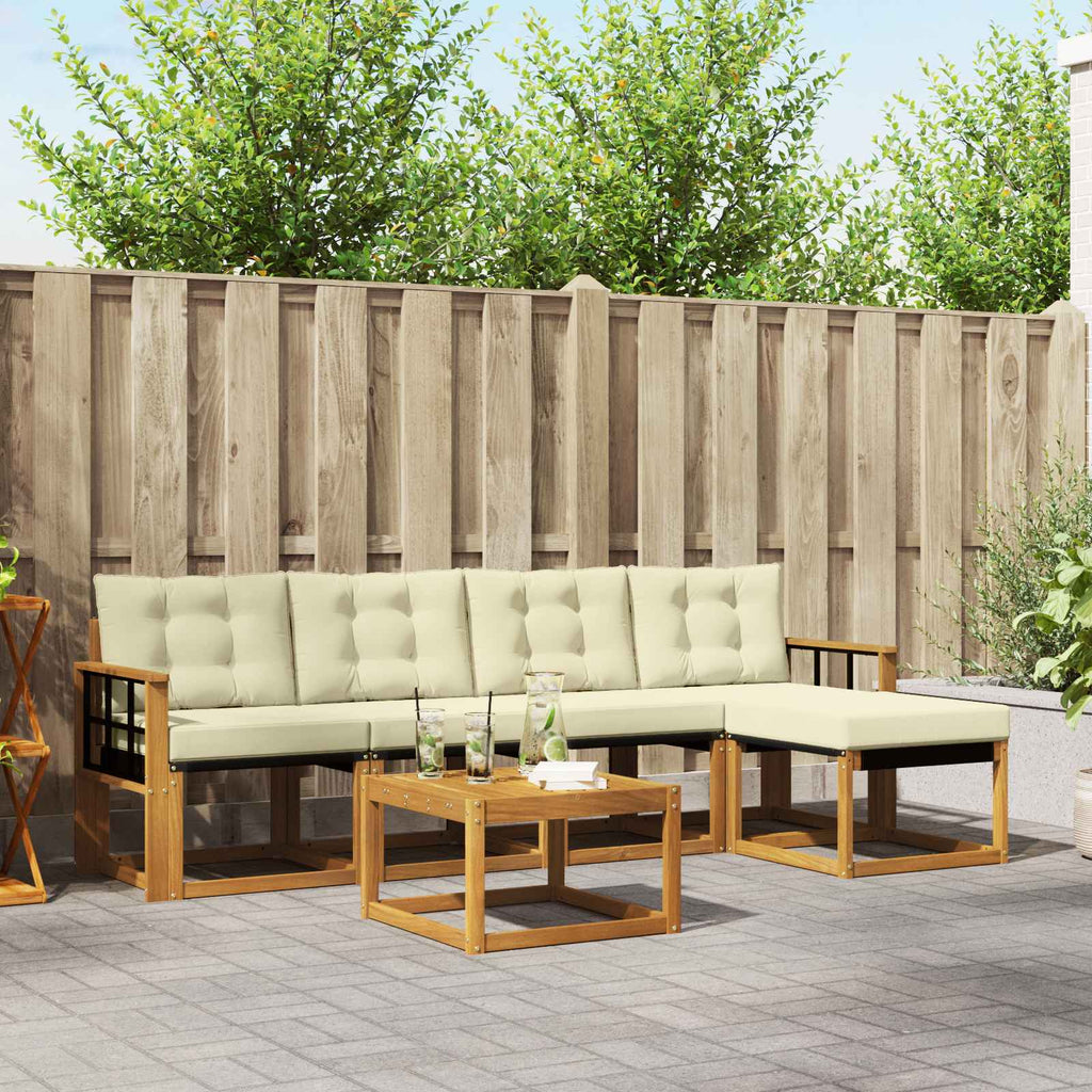 Outdoor-Sofagarnitur mit Kissen 6 pcs Natur und Creme