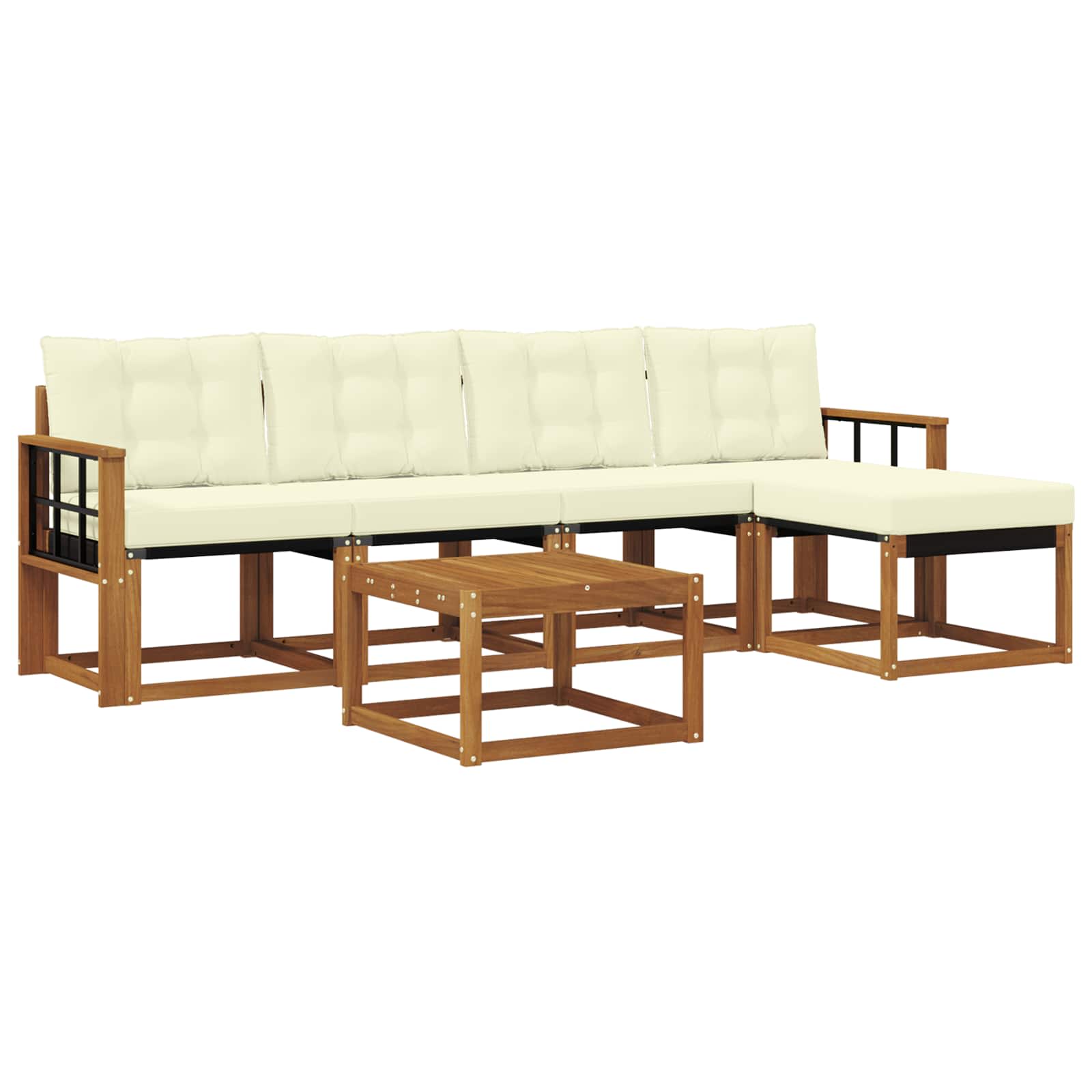 Outdoor-Sofagarnitur mit Kissen 6 pcs Natur und Creme