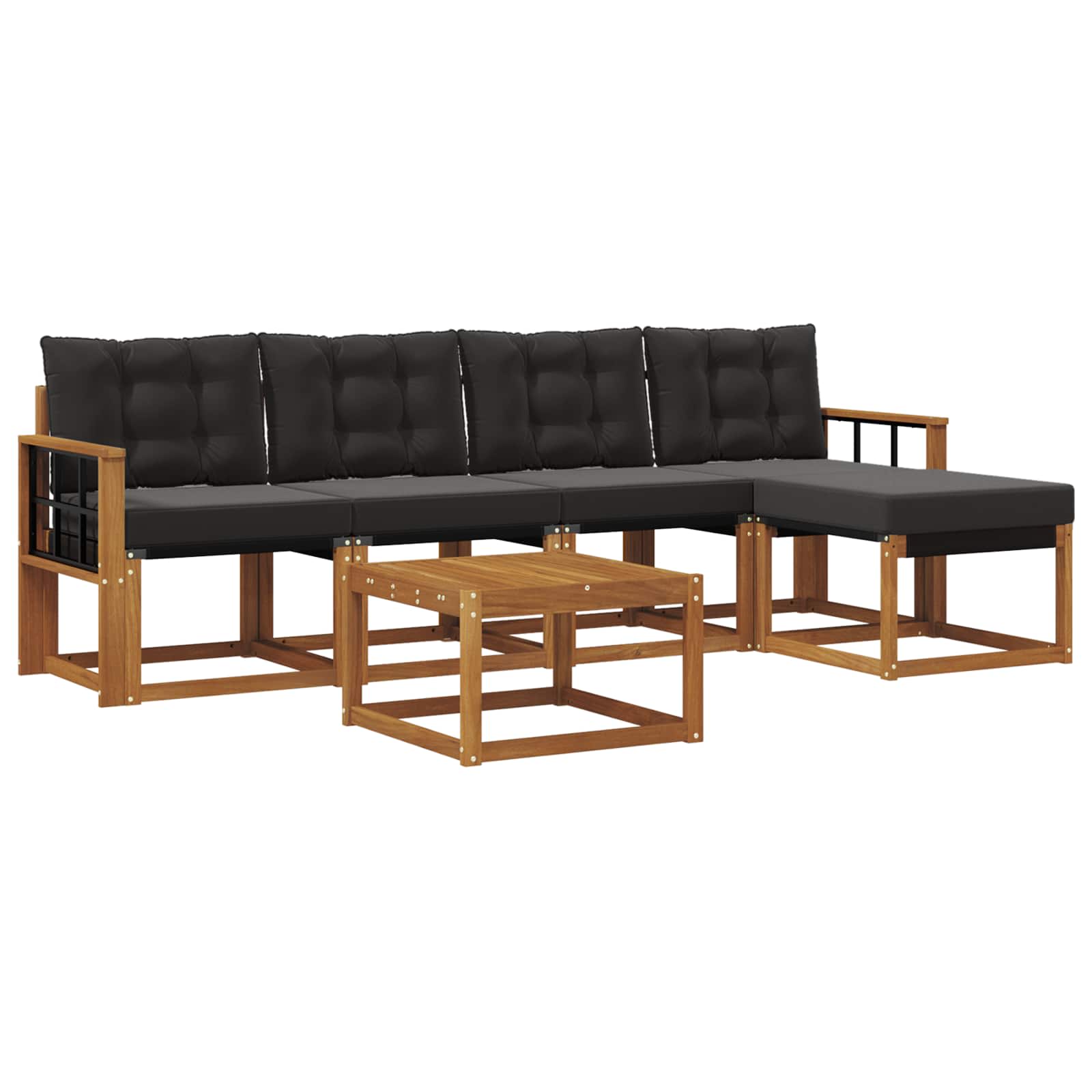 Outdoor-Sofagarnitur mit Kissen 6 pcs Natürlich und Schwarz