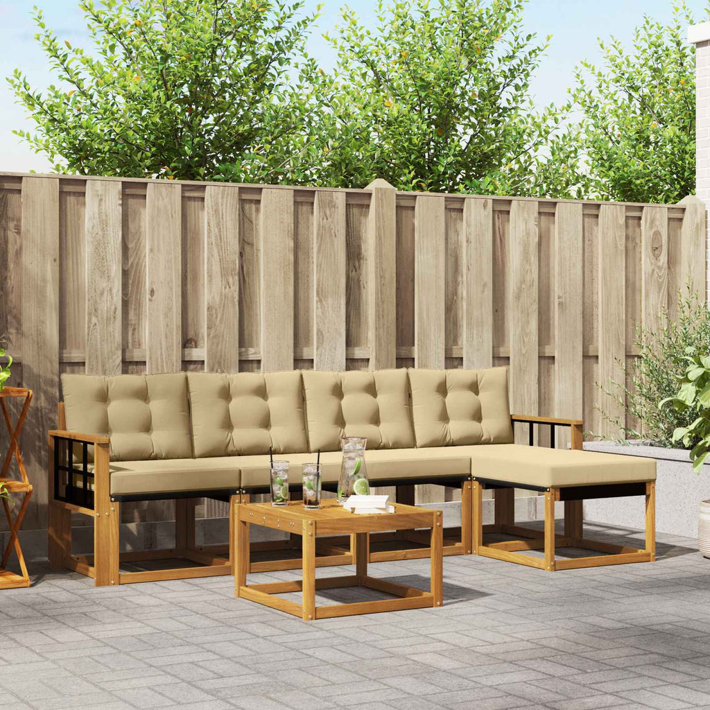 Outdoor-Sofagarnitur mit Kissen 6 pcs Natur und Beige