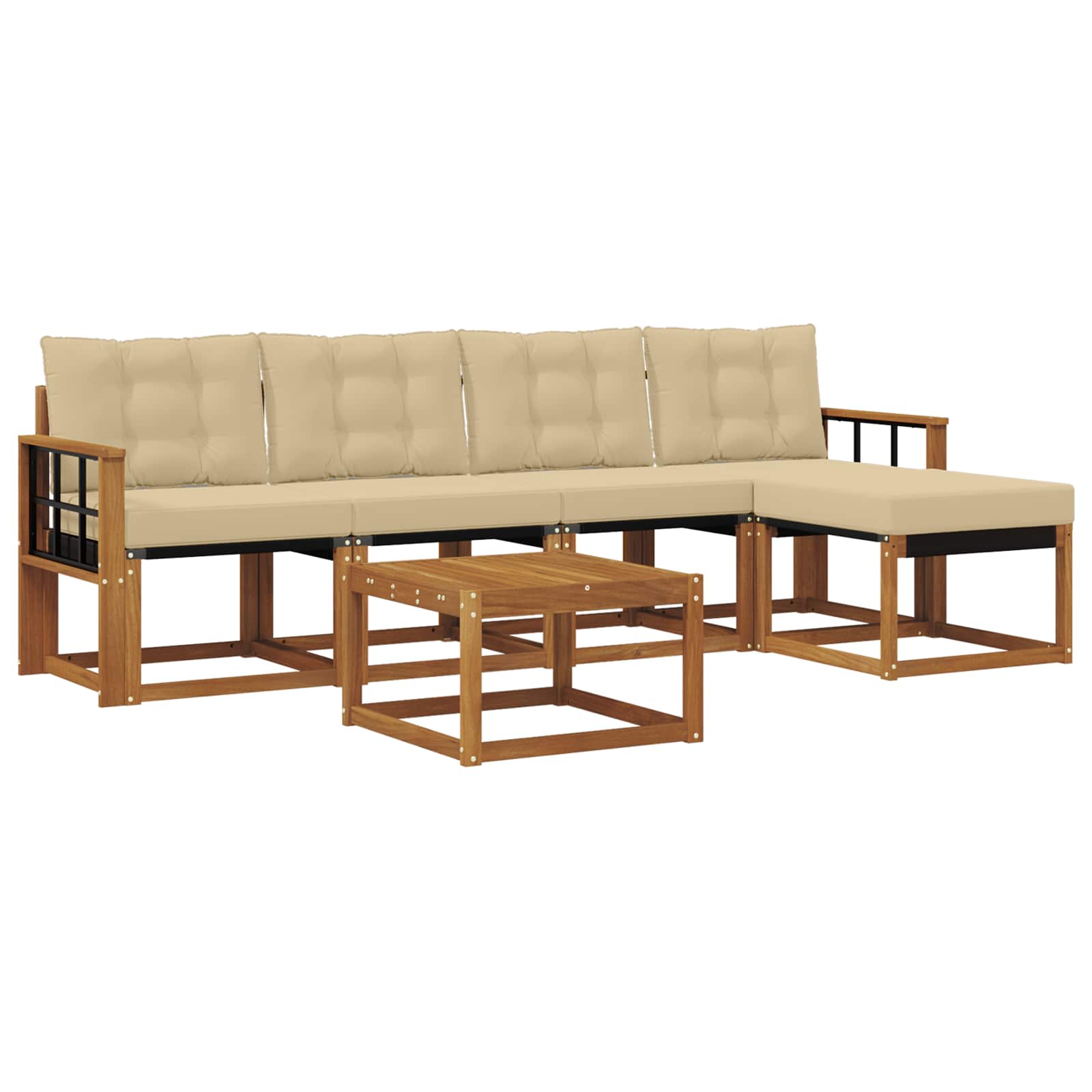 Outdoor-Sofagarnitur mit Kissen 6 pcs Natur und Beige